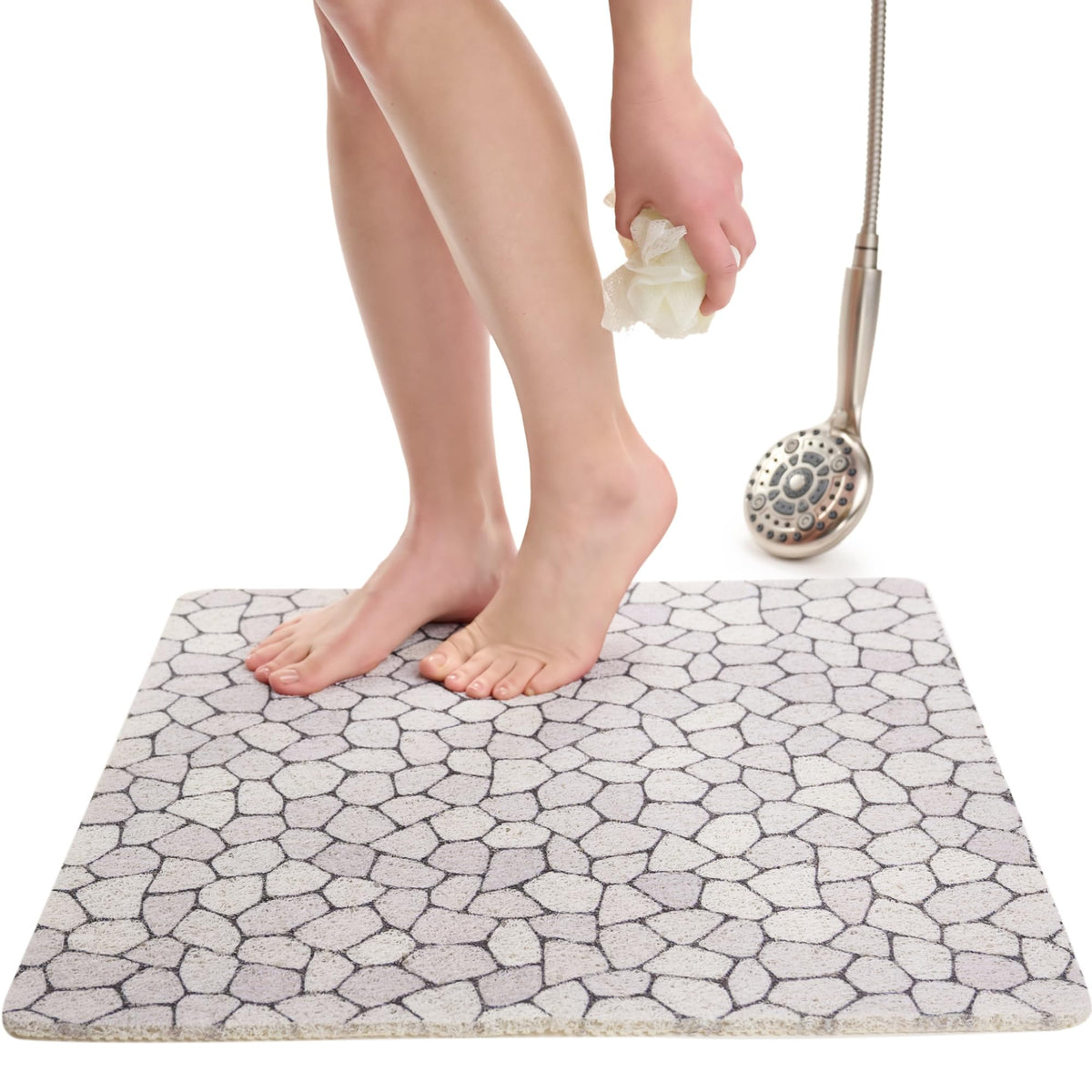 Square Shower Mat For Inside Shower - Non-Slip Shower Mats For Elderly - Square Bath Mats For Shower - Stand Up Shower Mat - Sec