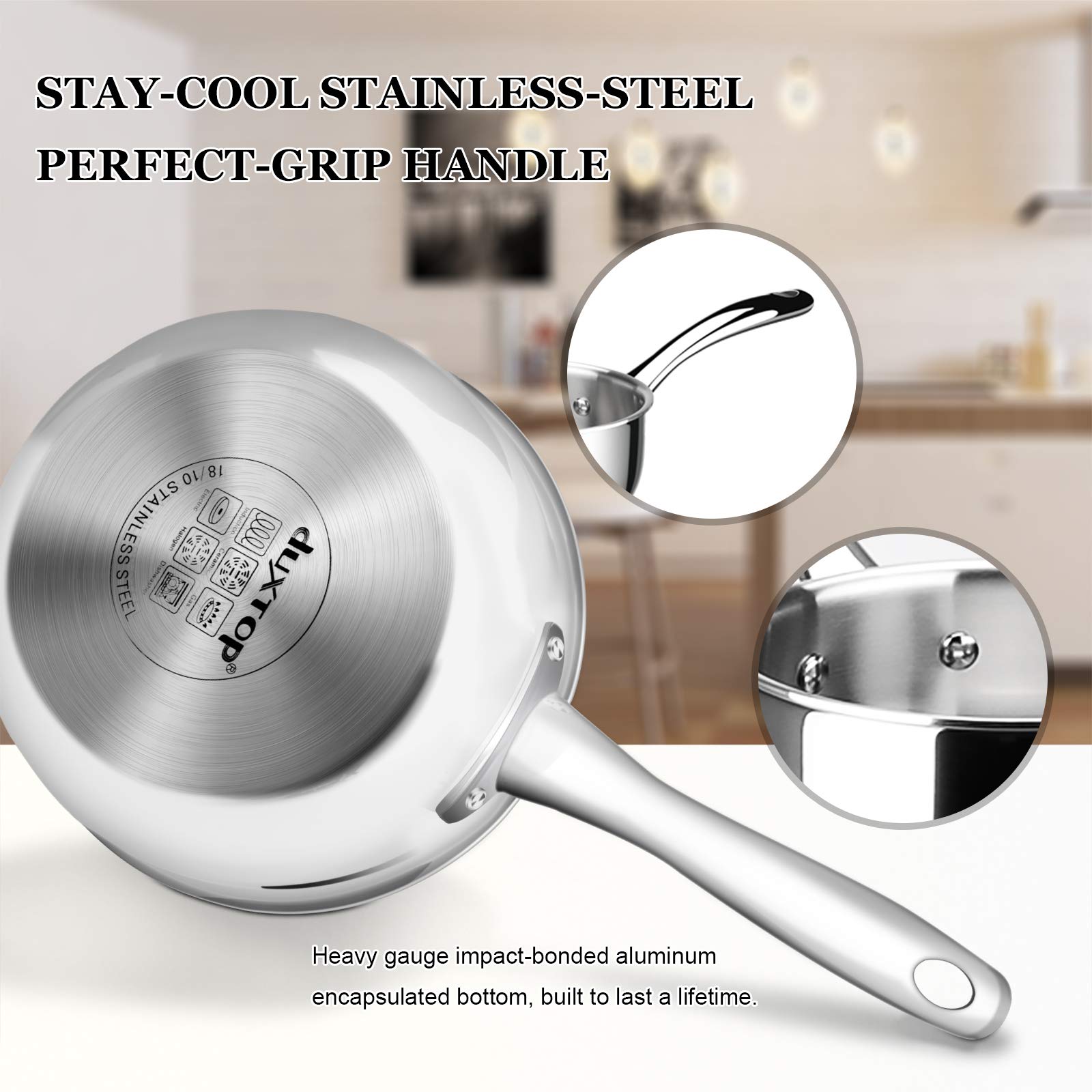 Duxtop Whole-Clad Tri-Ply Stainless Steel Saucepan With Lid, 3 Quart, Kitchen Induction Cookware