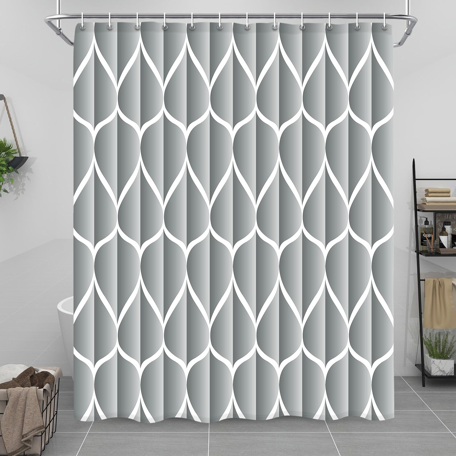 Gelbchu Light Grey 72 X 72 Inch Shower Curtain, Waterproof Design And Polyester, Quick-Drying, Heavy Duty Shower Curtains Set Fo