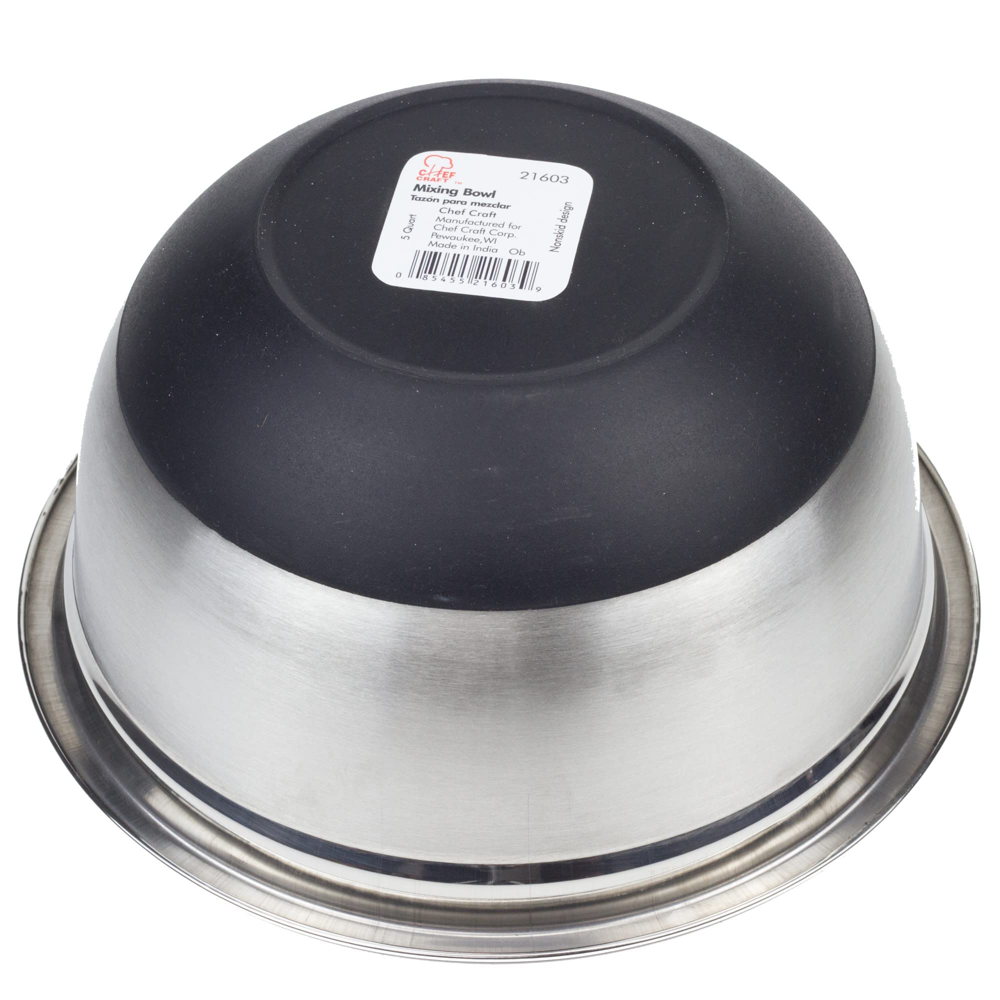 Chef Craft Select Mixing Bowl, 5 Quart, Stainless Steel