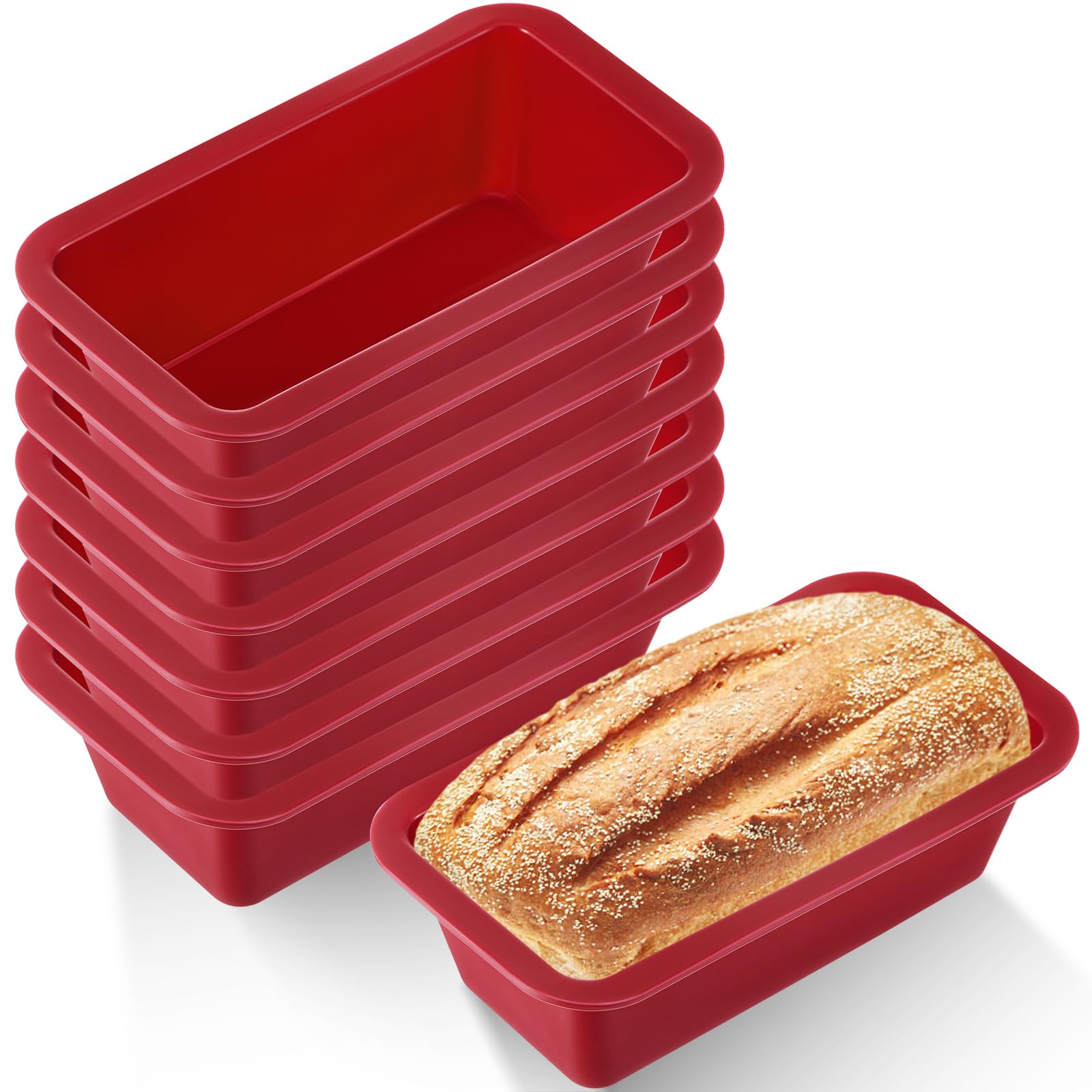 Willinglong 8 Pcs Mini Silicone Bread Loaf Pans, 6.1 x 3.34 x 2 Inch