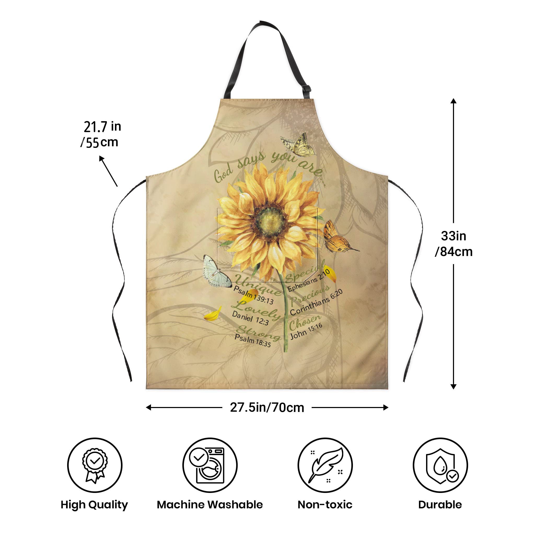 Kiyiyzer Christian Gifts For Women, Inspirational Gifts For Women, Religious Cooking Aprons For Women With 2 Pockets