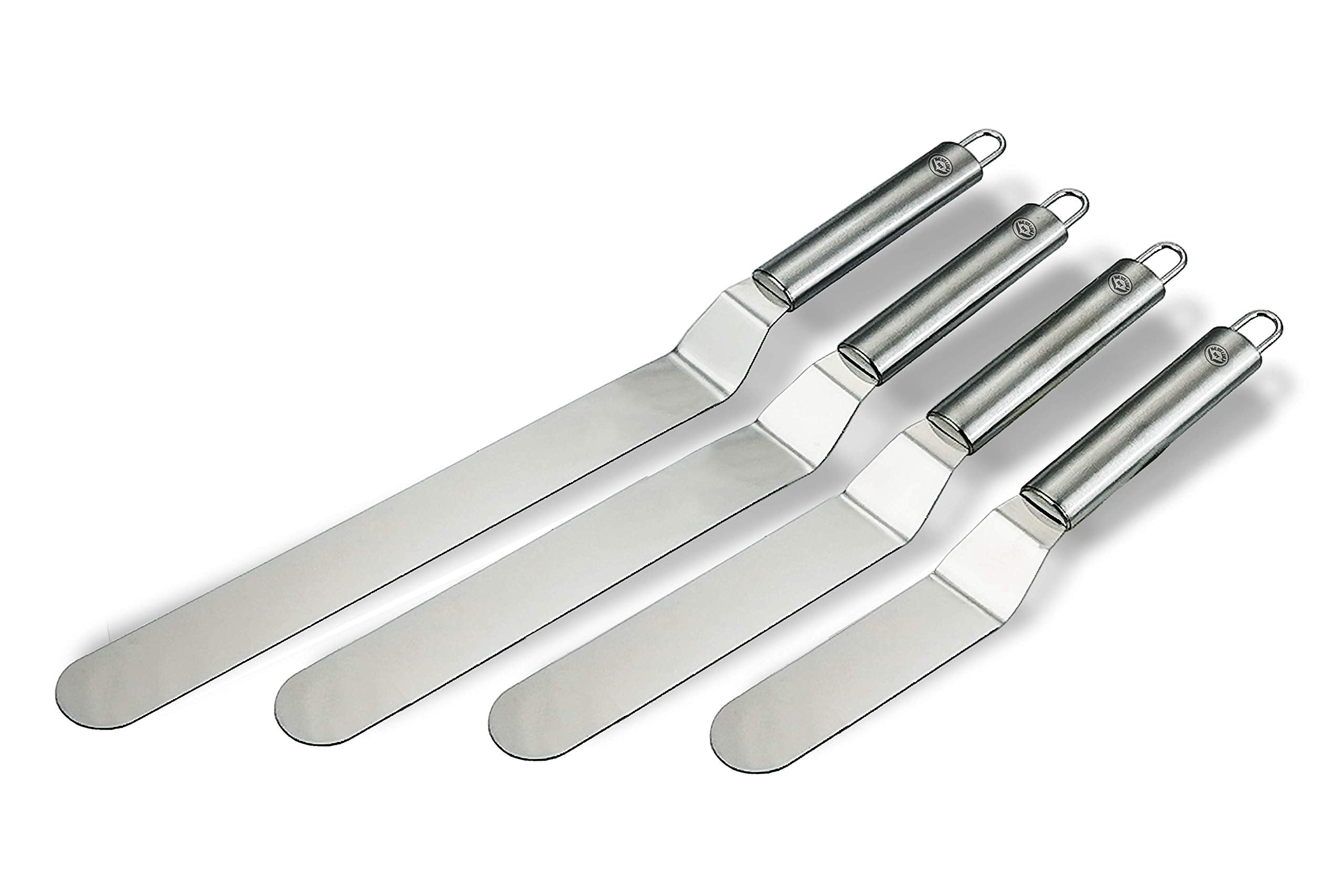 Newlineny Professional Bakers All Stainless Steel 4 Spatula Set - 6    8    10    And 12    Offset Blades For Better Icing Frost