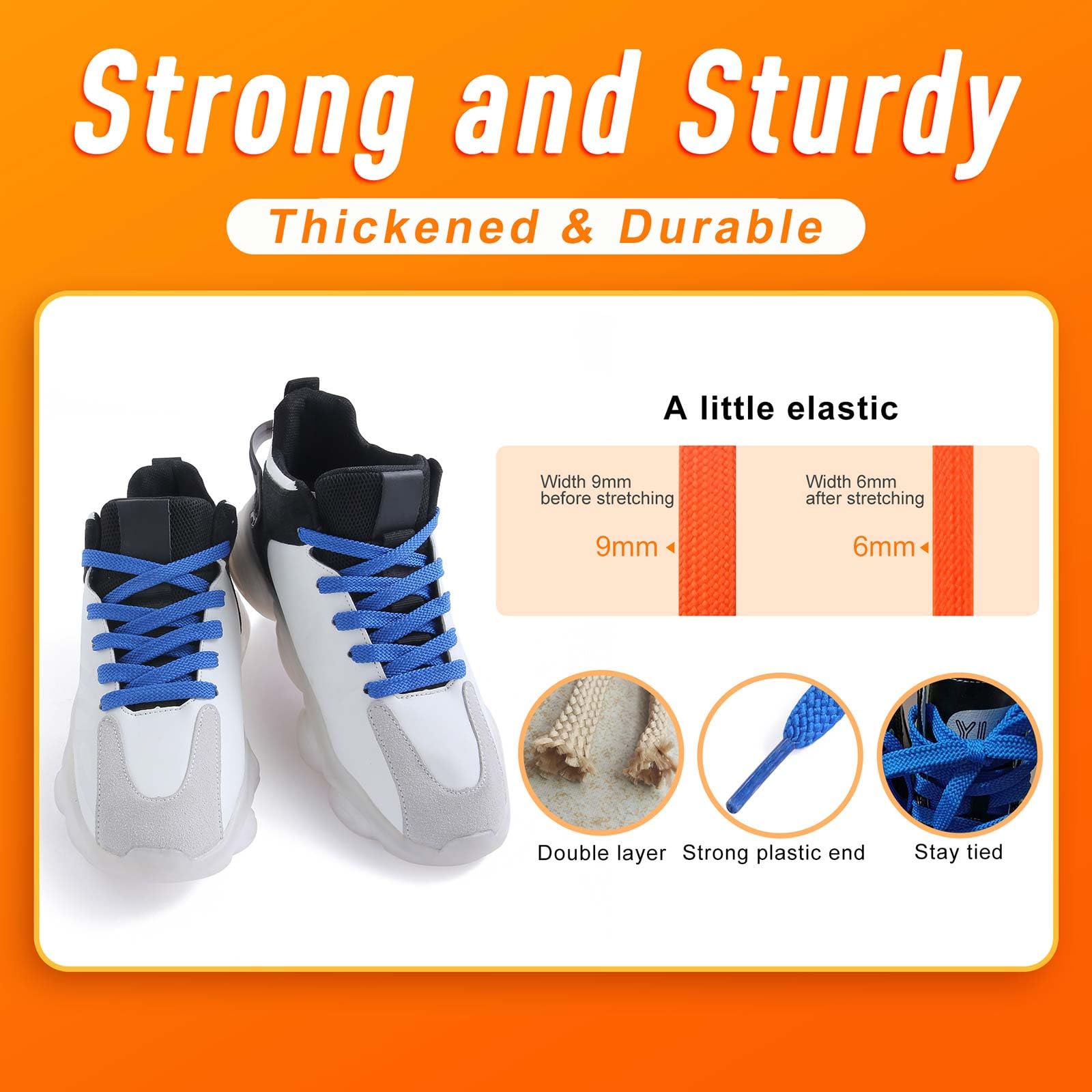 Vsudo Upgrade 32 Double Layer Weave Flat Shoelaces, 516 Wide Flat Shoe Laces For Adults  Kids Sneakers Or Athletic Shoes 1Pair-S