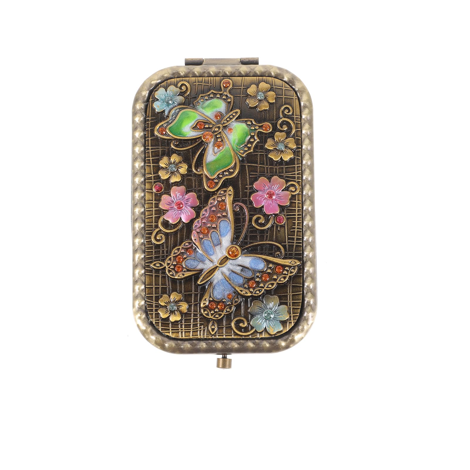 1pc Vintage Double-Sided Foldable Makeup Mirror Compact Portable Travel Cosmetic Mirror for Women High-Definition Present