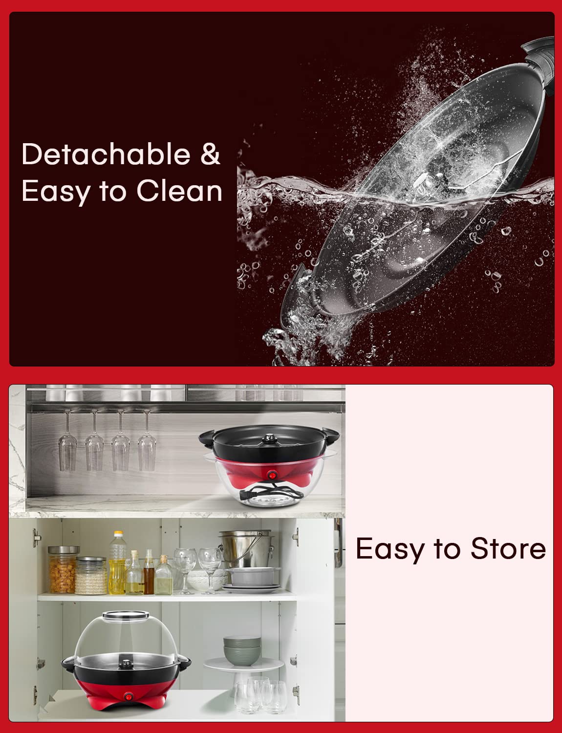 Popcorn Machine, 6 Qt Automatic Stirring Popcorn Maker, Electric Hot Oil Popcorn Popper, Diy Flavor,Detachable & Nonstick Plate,
