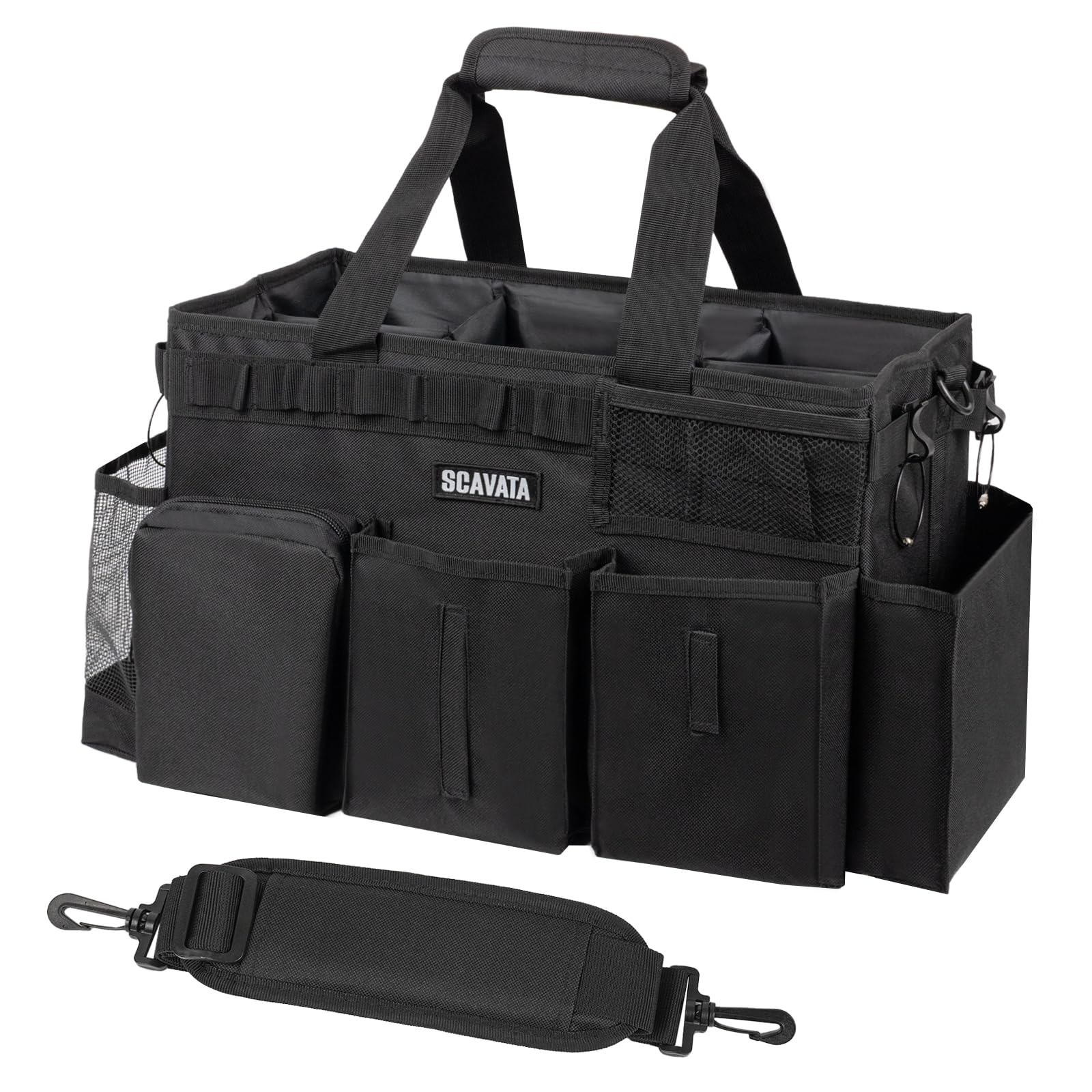 Scavata Wearable Cleaning Caddy Bag, Cleaning Caddy Supplies Organizer With Handle & Shoulder Straps For Housekeepers, Under Sin