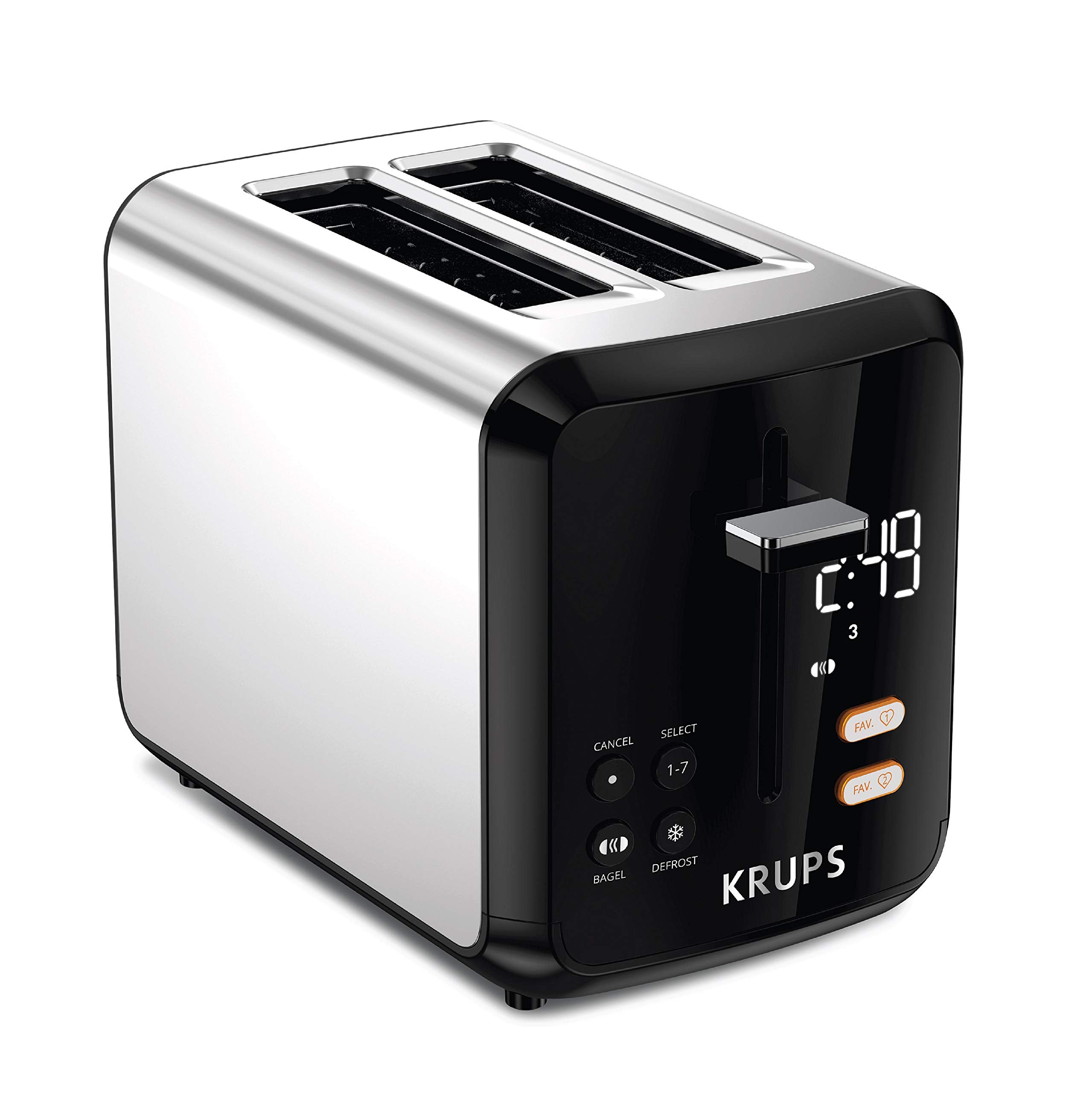 Krups Kh320D50 My Memory Digital Stainless Steel Toaster, 7 Browning Level With Personalized Setting, Black