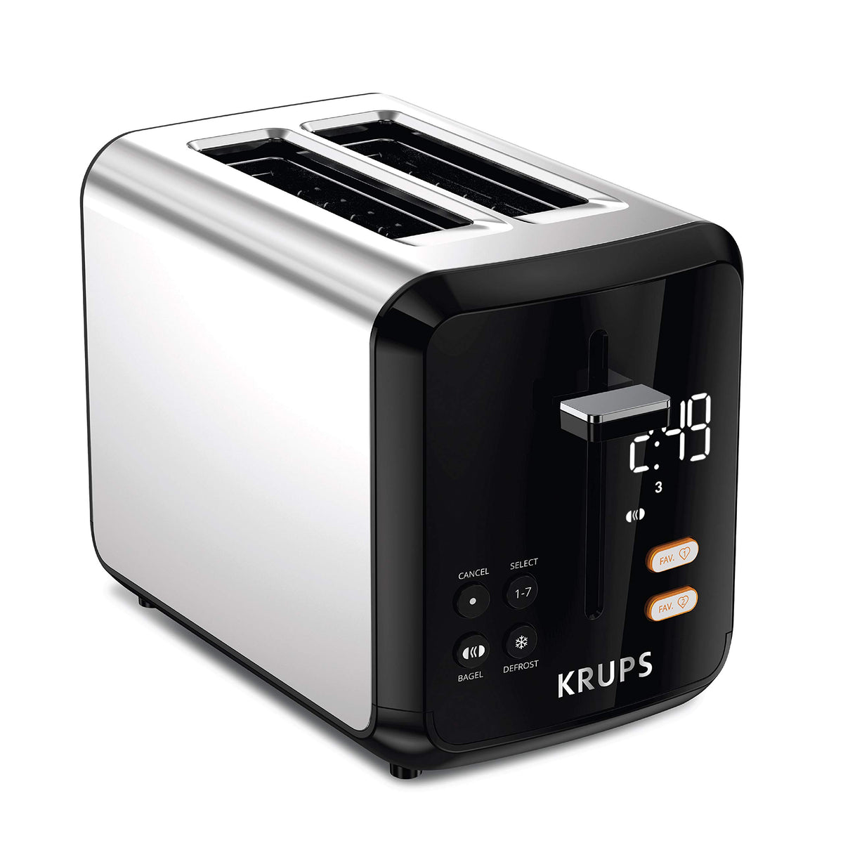 Krups Kh320D50 My Memory Digital Stainless Steel Toaster, 7 Browning Level With Personalized Setting, Black