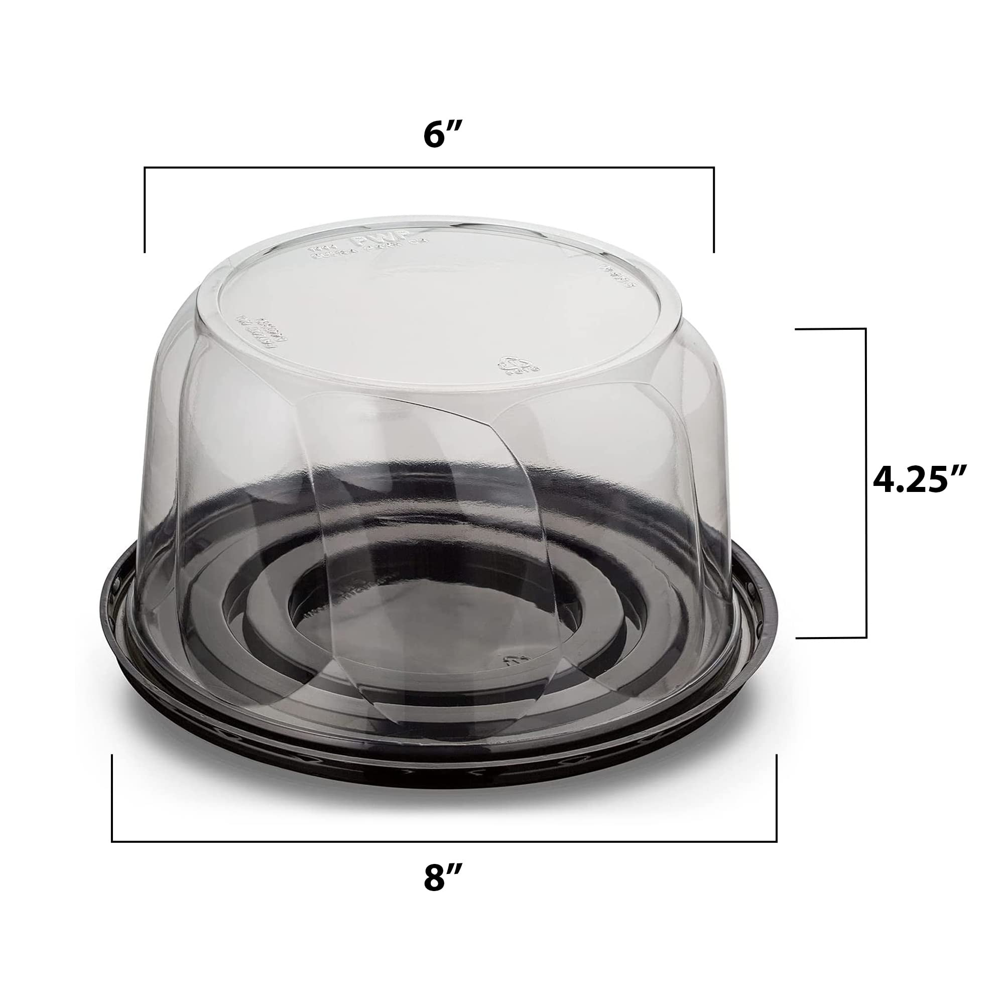 Mt Products Pet Plastic Cake Container With Clear Lid For Optimal Product Visibility For 6    Round Cake - (5 Pieces) Plastic Ba