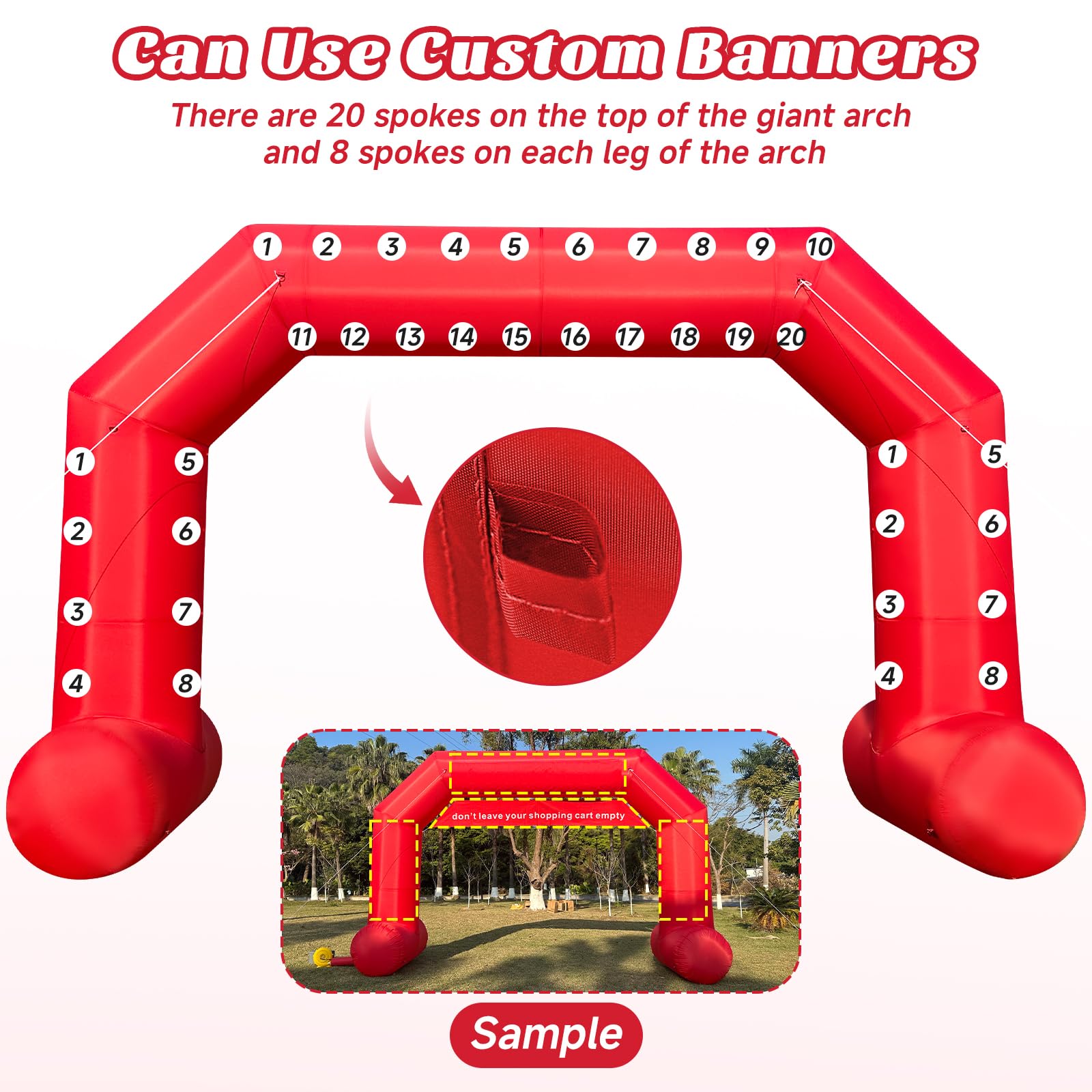 Cinnliy 26Ft Inflatable Archway,Red Inflatable Start and Finish Arch Outdoor,Sport Blow up Arch Inflatable for Race Outdoor Spor