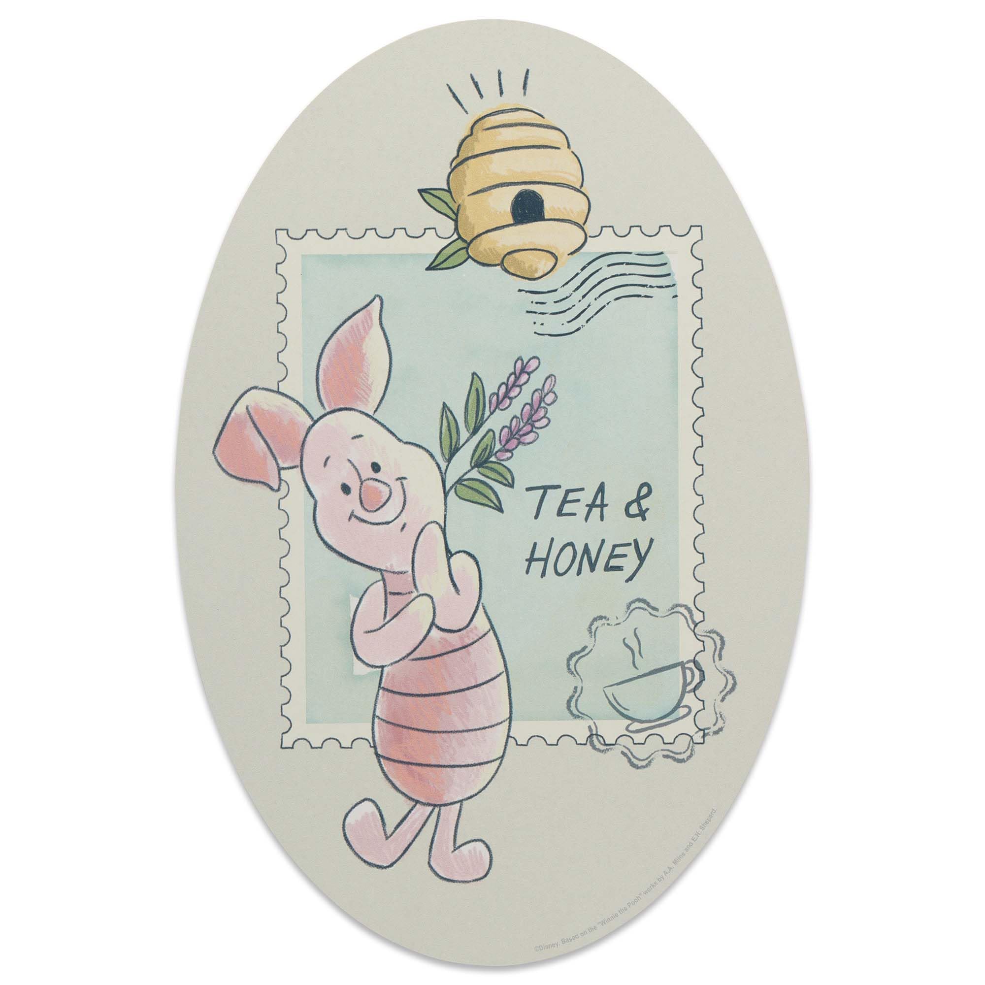 Open Road Brands Disney Winnie the Pooh Piglet Tea and Honey Wood Wall Decor - Cute Piglet Sign for Bedroom or Nursery