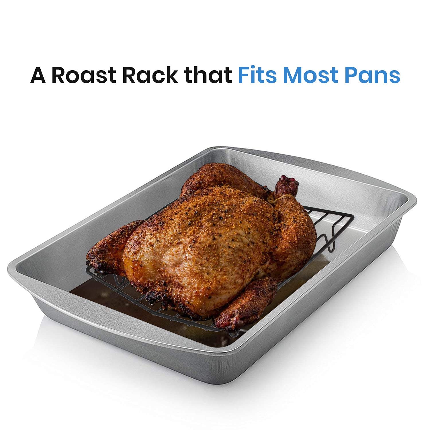 Treelen Roasting Rack For Roasting Pan,Baking Rack For Cooking, Roasting, Cooling And Grilling,V Shape Non-Stick Wire Rack,10  8