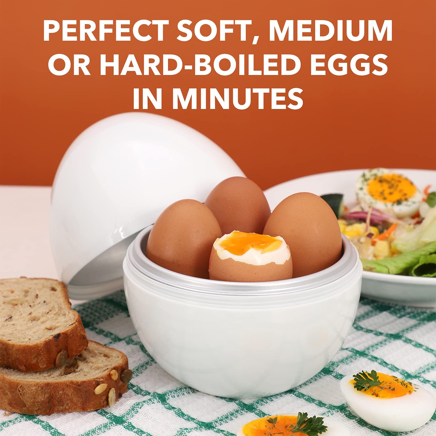 Eggfecto Egg Cooker For Microwave - 4 Egg Capacity Microwave Egg Cooker For Hard Boiled Eggs | Food-Grade Soft, Medium And Hard