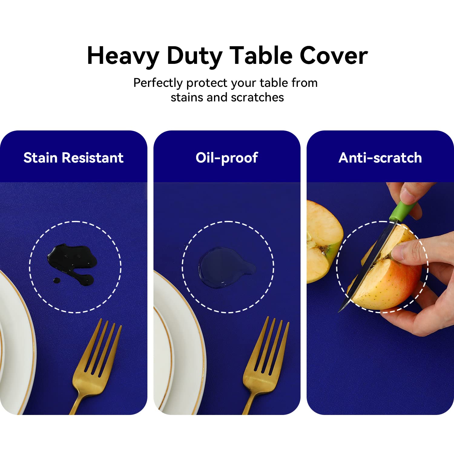 Romanstile 100% Waterproof Pvc Tablecloth, Square Oil Spill Proof Stain Resistant Vinyl Table Cloth, Wipe Clean Plastic Table Co