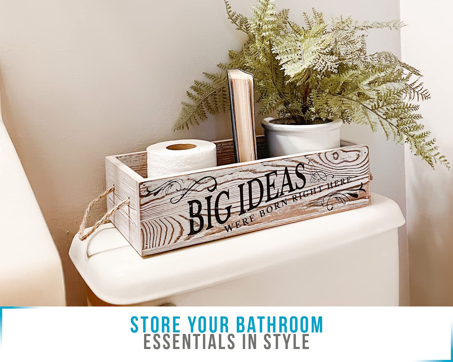Bathroom Decor Box, 2 Sides With Funny Sayings -Perfect For Farmhouse Bathroom Decor, Rustic Bathroom Decor, Funny Toilet Paper