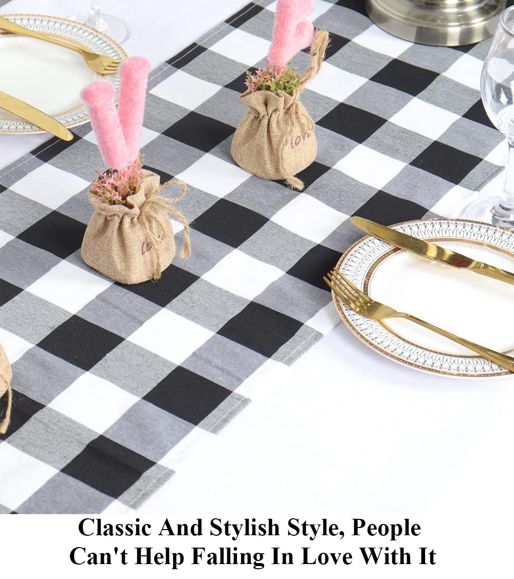 Partisout Buffalo Check Table Runner Checked Table Runner With Tassel Bluffalo Plaid Table Runners Washable Cotton Linen Table C