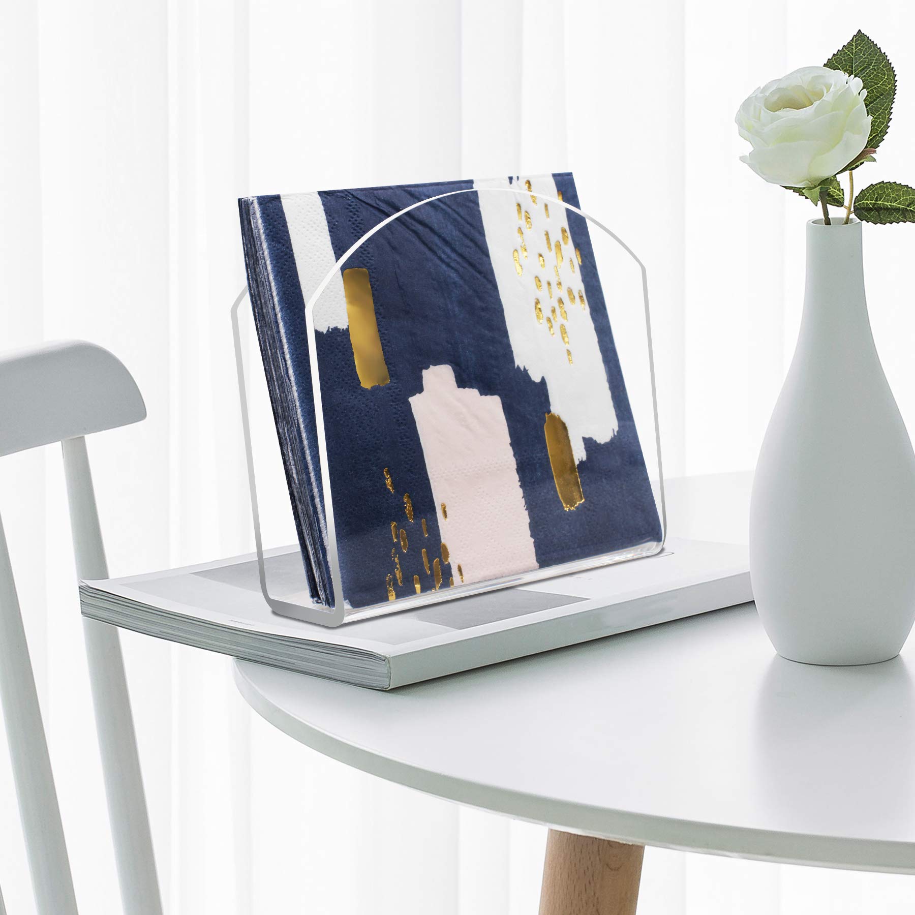 ChengFu Acrylic Napkin Holder - Clear, Freestanding, 13.5"x13"x6.5" - Elegant Tabletop Tissue Box for Home, Kitchen, Restaurant Decor
