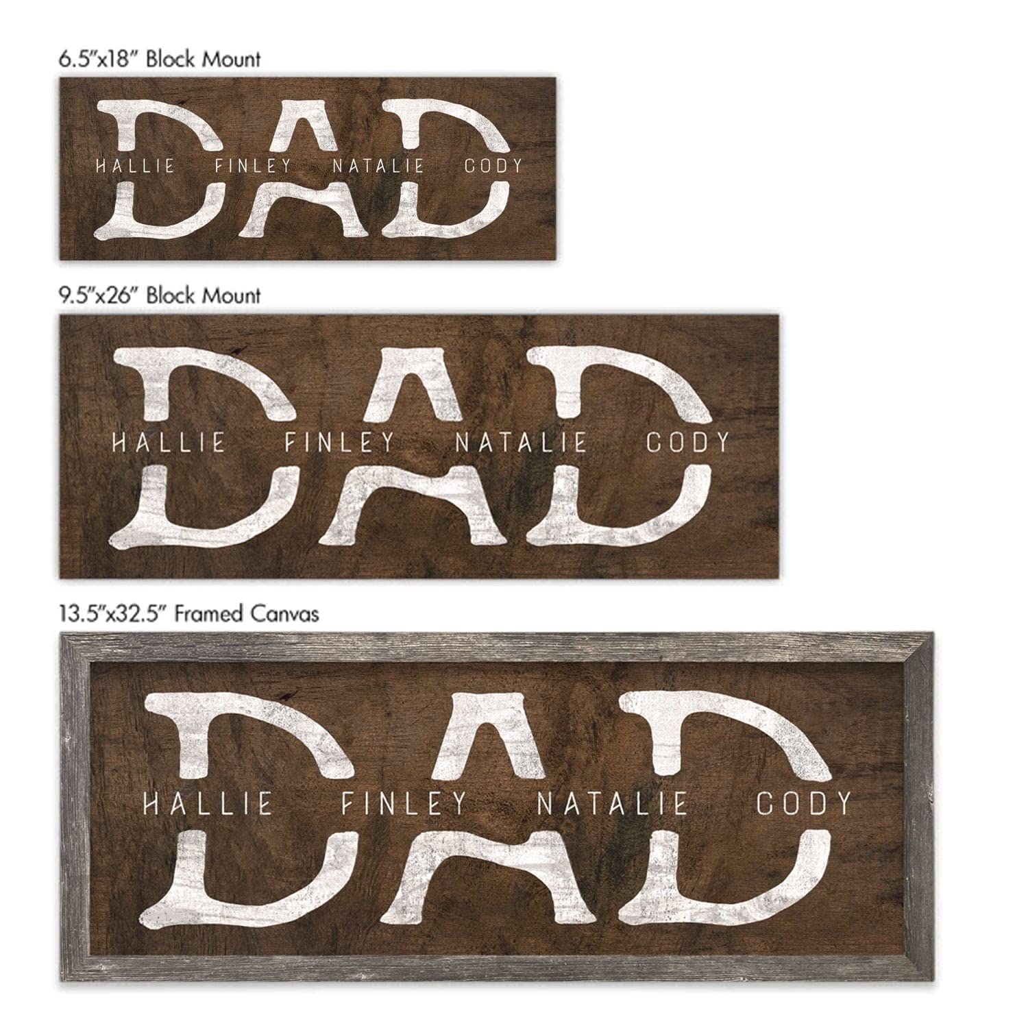 Personal Prints | Dad & Children Personalized Fathers Day Sign | Customized Gift For Dad From The Kids | Unique Custom Framed Ca