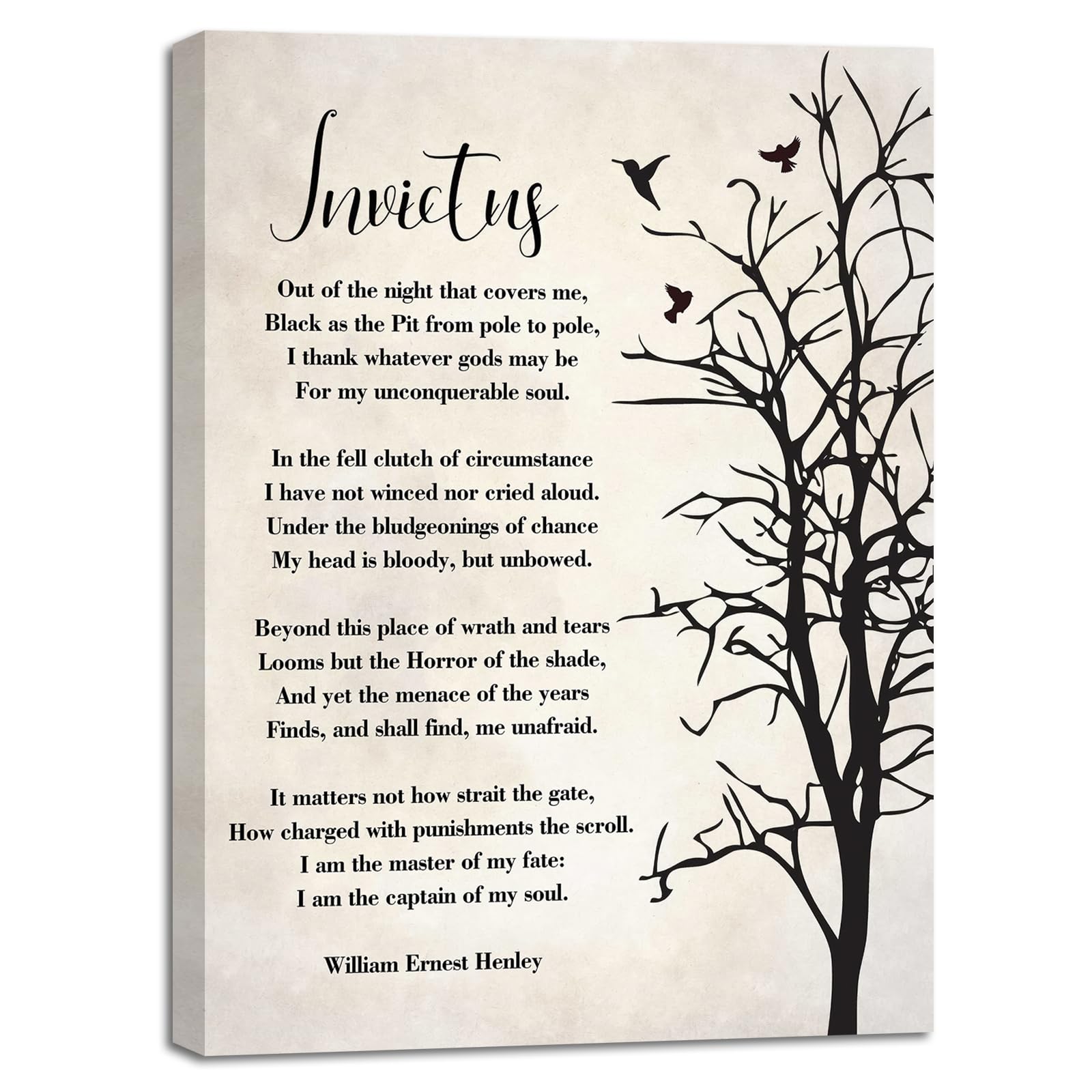 Invictus Poem Wall Art  Invictus Poem Canvas Print Wall Decor  Invictus I Am The Master Of My Fate  Inspirational Wall Art  Famo