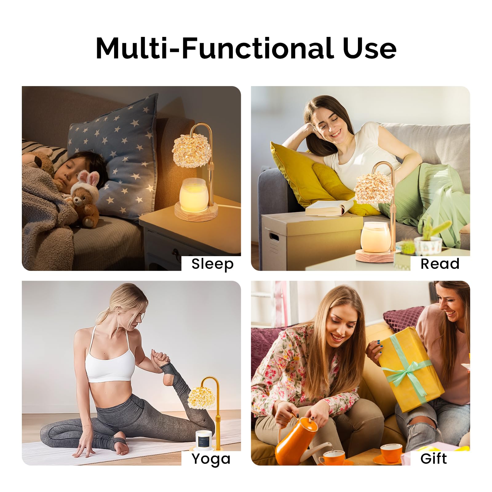 LOFTEK Candle Warmer Lamp with Timer - Dimmable - Adjustable Height, Electric Wax Melt Warmer Lamp with 2 Bulbs for Scente, Jar