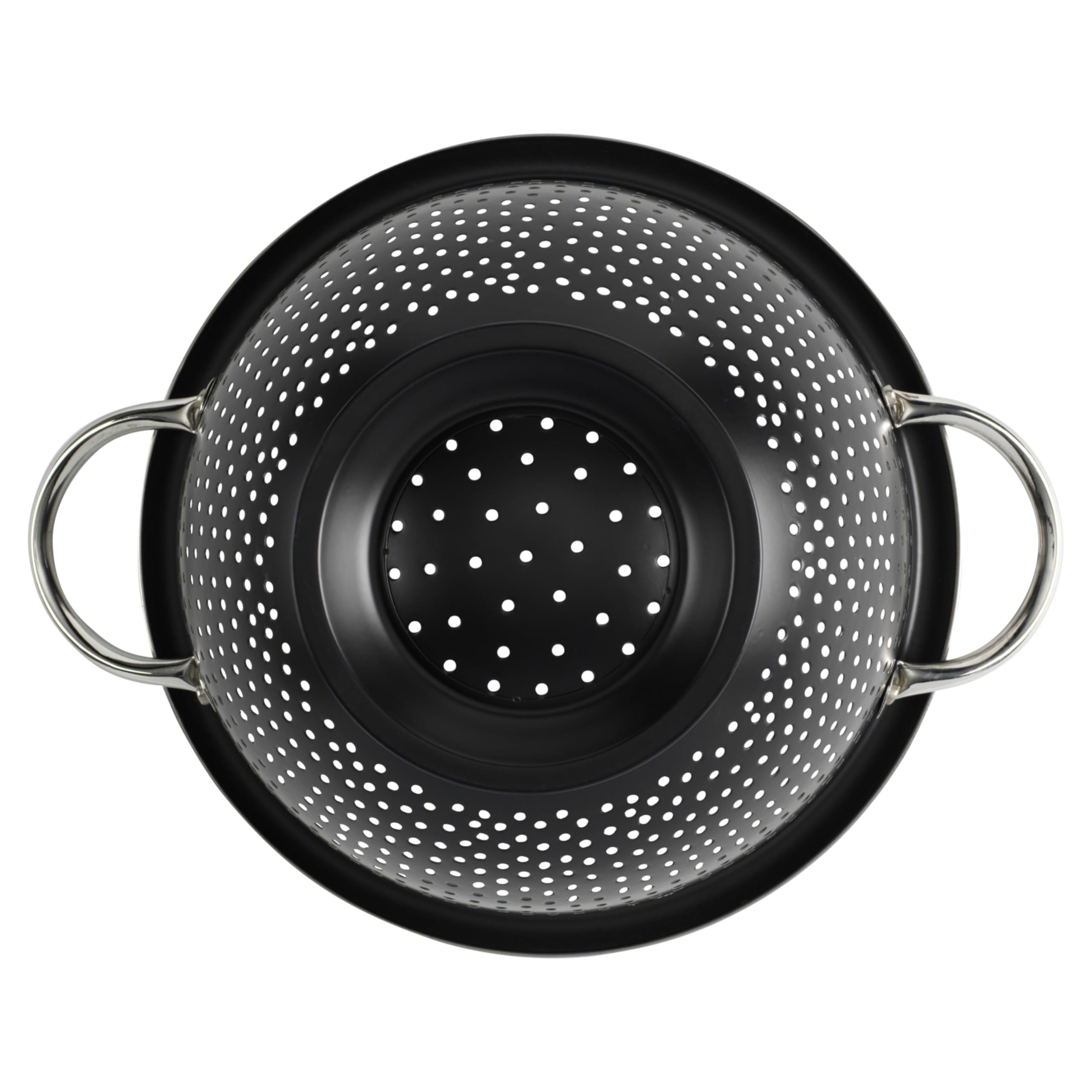 Goodcook Gourmet Colander, 5Qt Capacity, Stainless Steel With Handles And Elevated Pedestal Foot, Bold Black