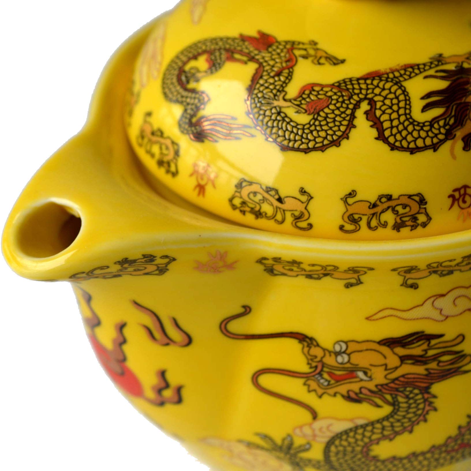 Yxhupot Teapot China Yellow Porcelain 12Oz Dragon Stainless Steel Filtration Infuser Loose Tea (Emperor Yellow)