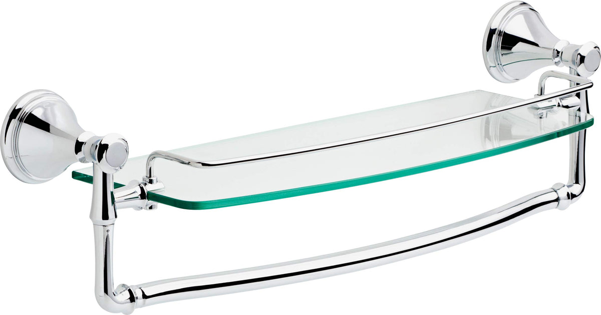 Delta 79710 Cassidy Glass Bathroom Shelf With Towel Bar, 18 Inch, Chrome