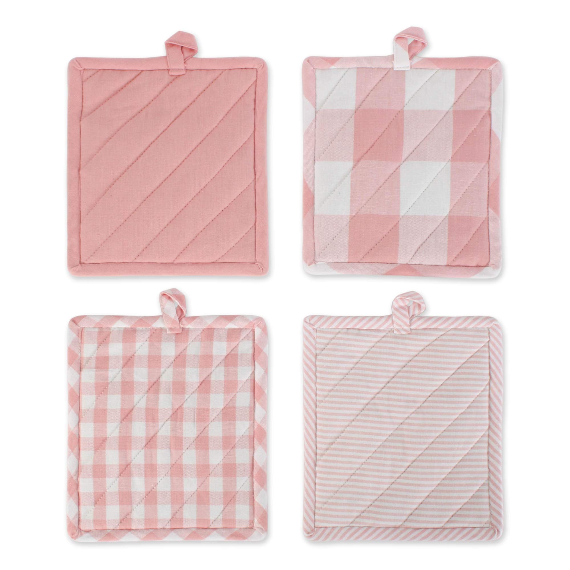 Dii Gingham Check Kitchen Collection, Pink, Potholder Set