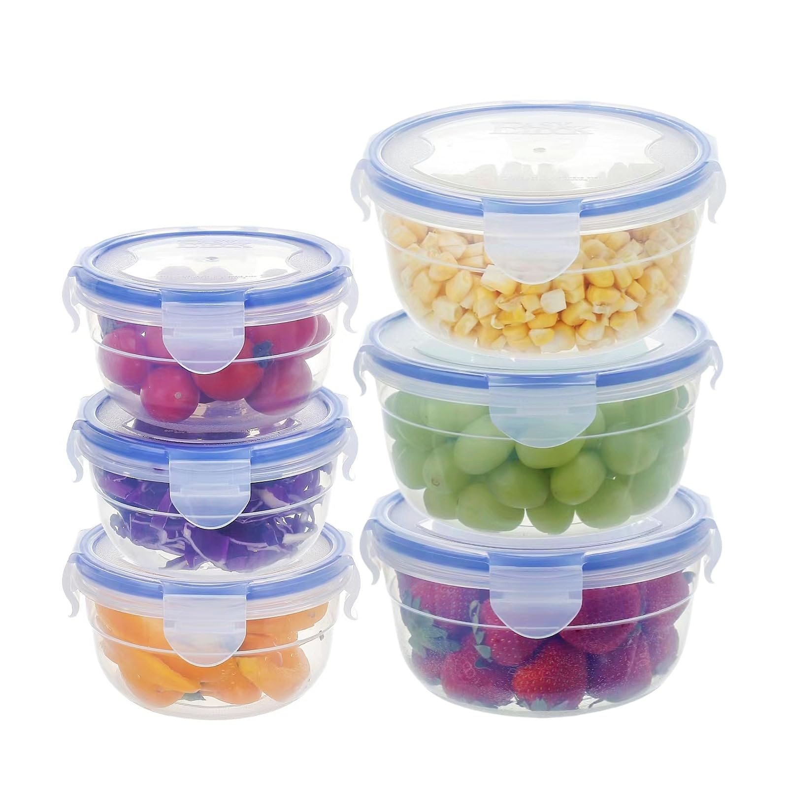 Kigi 6 Pack 20Oz 10Oz Plastic Mixing Bowls Set With Lid Leakproof Food Storage Container Set Portion Control Bento Box