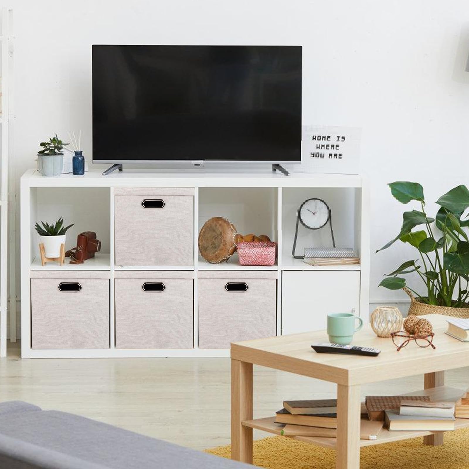 Arcaguru Storage Bins With Lids, Collapsible Linen Fabric Boxes Organizer Containers With Lid Foldable Storage Box Basket For Cl