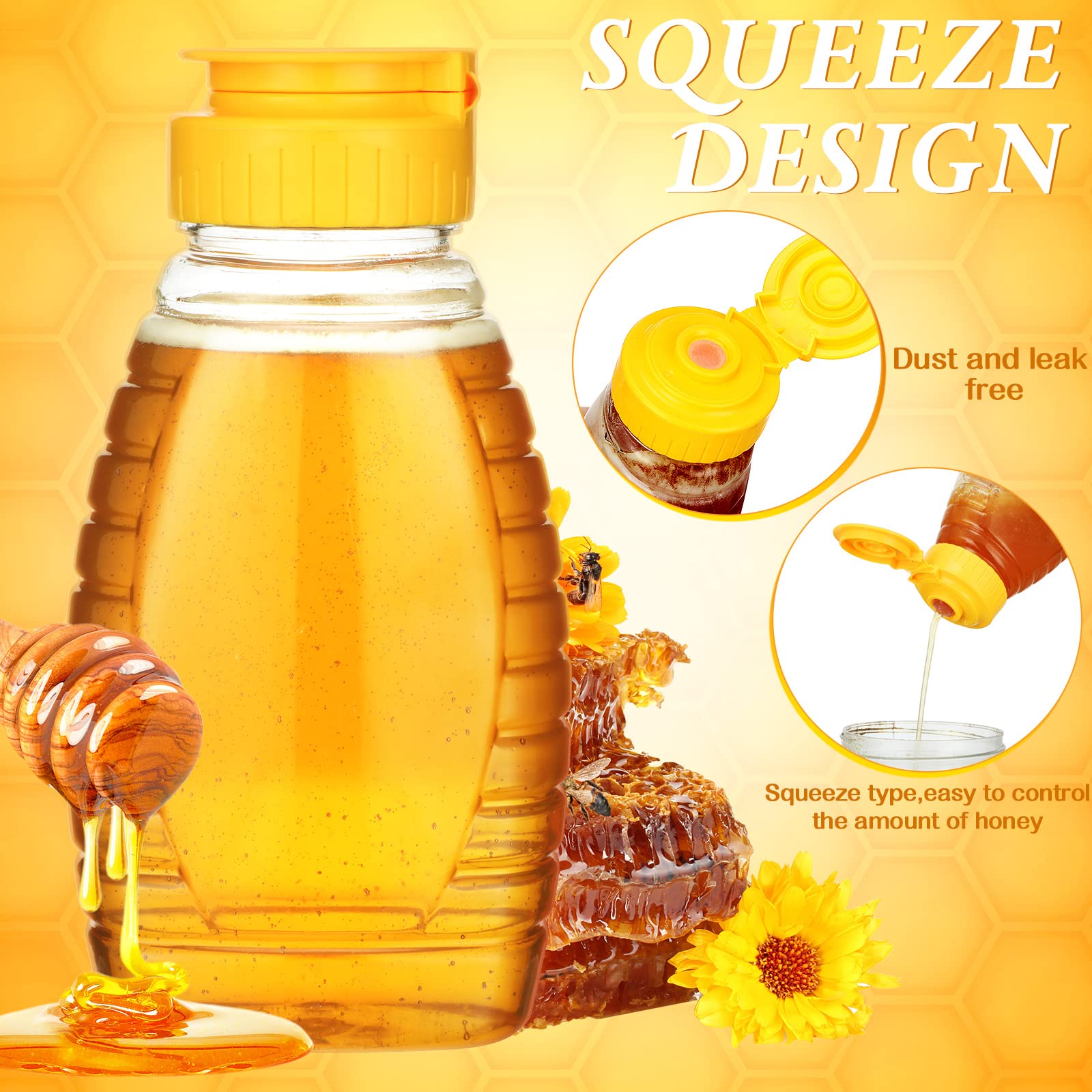 Eccliy 32 Pcs 8.8 Oz Clear Plastic Honey Jar Empty Honey Bottles With Caps Refillable Honey Containers Leakproof Honey Squeeze B