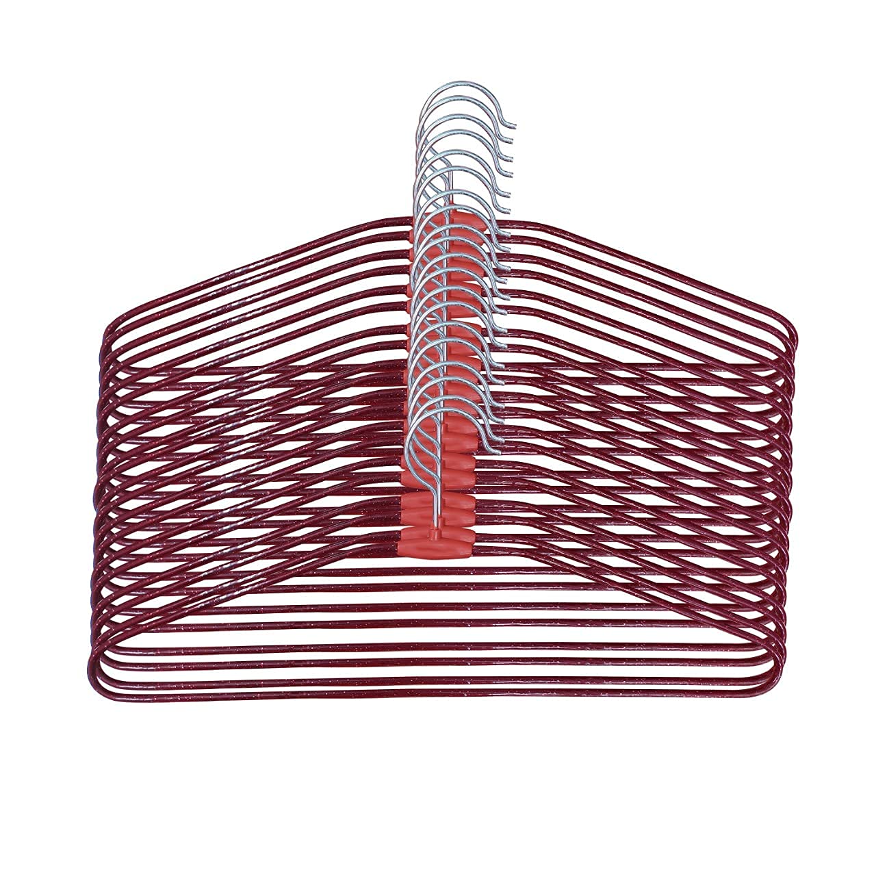 Rollyware Steel Cloth Hanger IndiaS First Unique Design 10 Pieces Stainless Steel Red Hanger (Set Of 10)