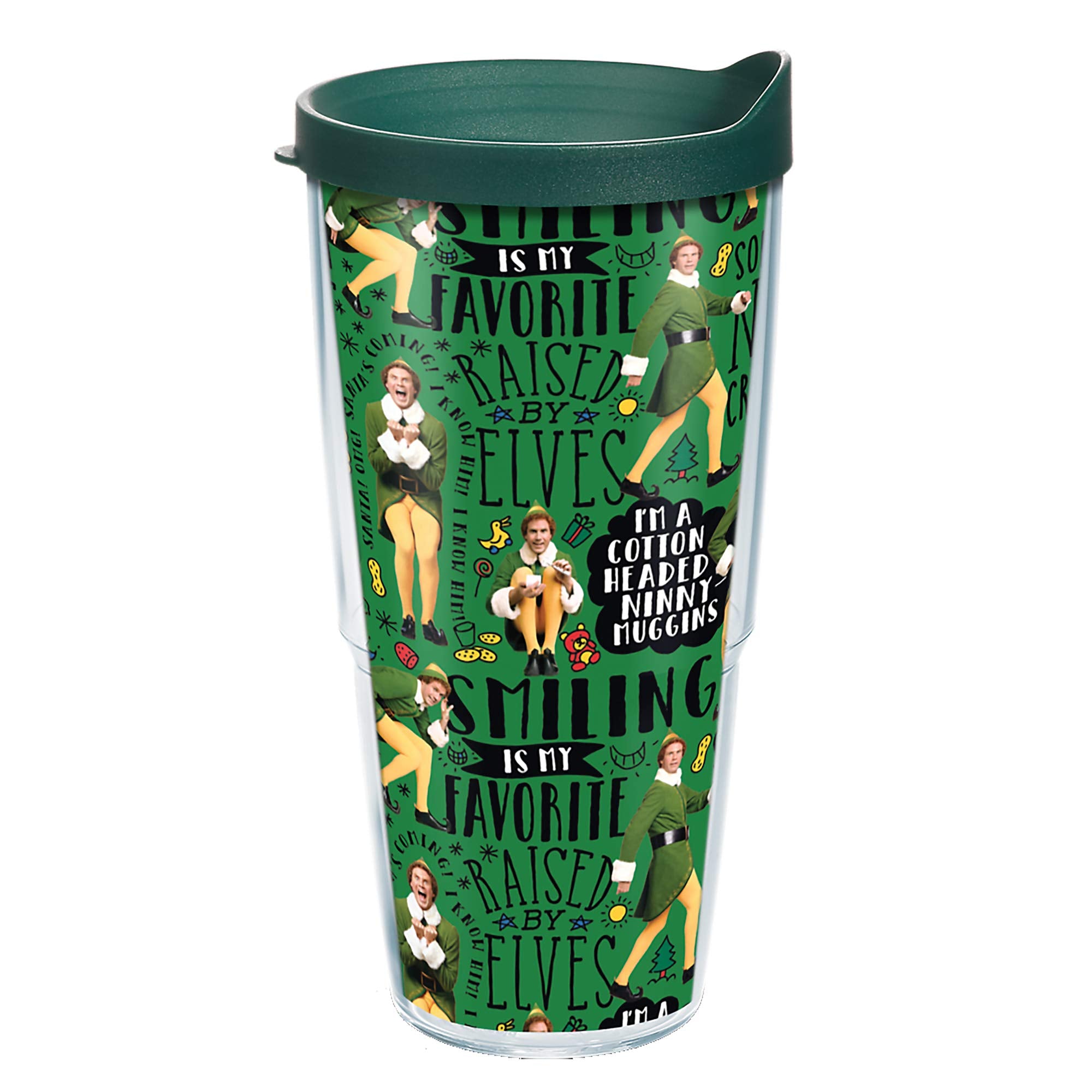 Tervis Warner Brothers Elf Ninny Pattern Christmas Holiday Movie Made in USA Double Walled Insulated Tumbler Travel Cup Keeps Dr