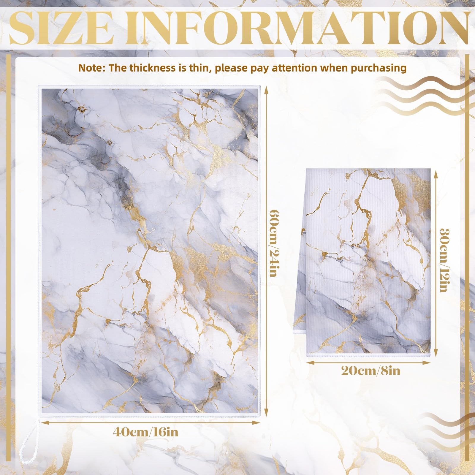 Boyiee Set of 6 Marble Kitchen Towels Gold Dish Towels Absorbent Stylish Marble Tea Towels 24 x 16 Inches Modern Hand Towels Hou