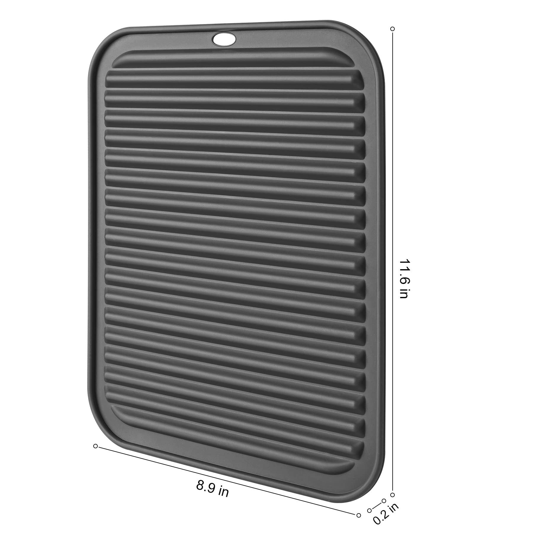 Hotec Silicone Trivets For Hot Pots And Pans, Heat Resistant For Kitchen Counter Dish Drying Mat, Set Of 2 Dark Grey