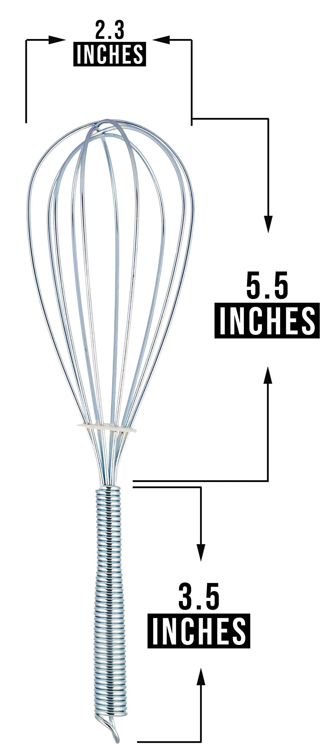 Stainless Wire Egg Whisk - Heavy Duty Handled - Ergonomic Steel Whisks - Beater Coil Whipper - Long Whisker