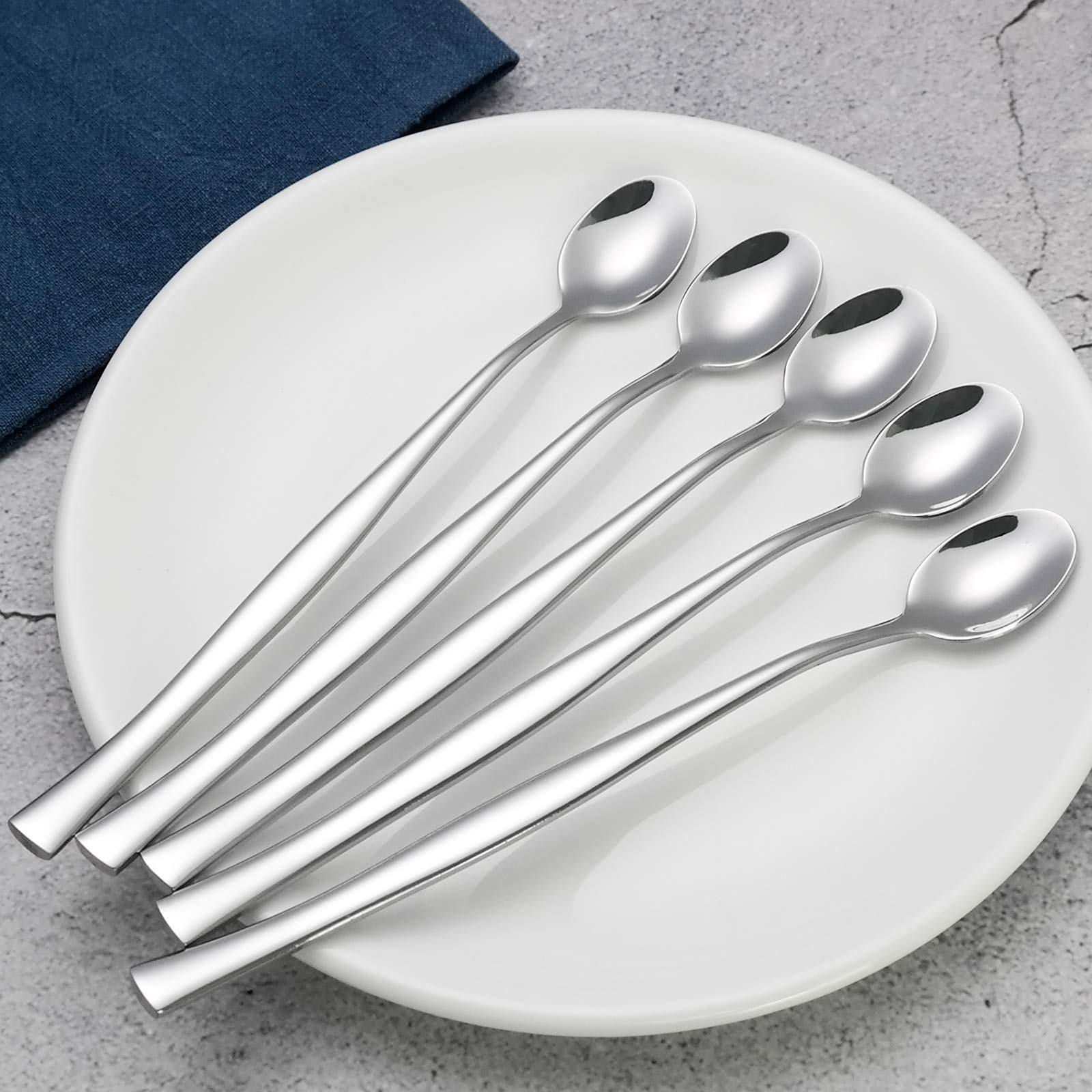 Xowine 12-Piece Long Tea Spoon, Stainless Steel Long Handle Spoons, F