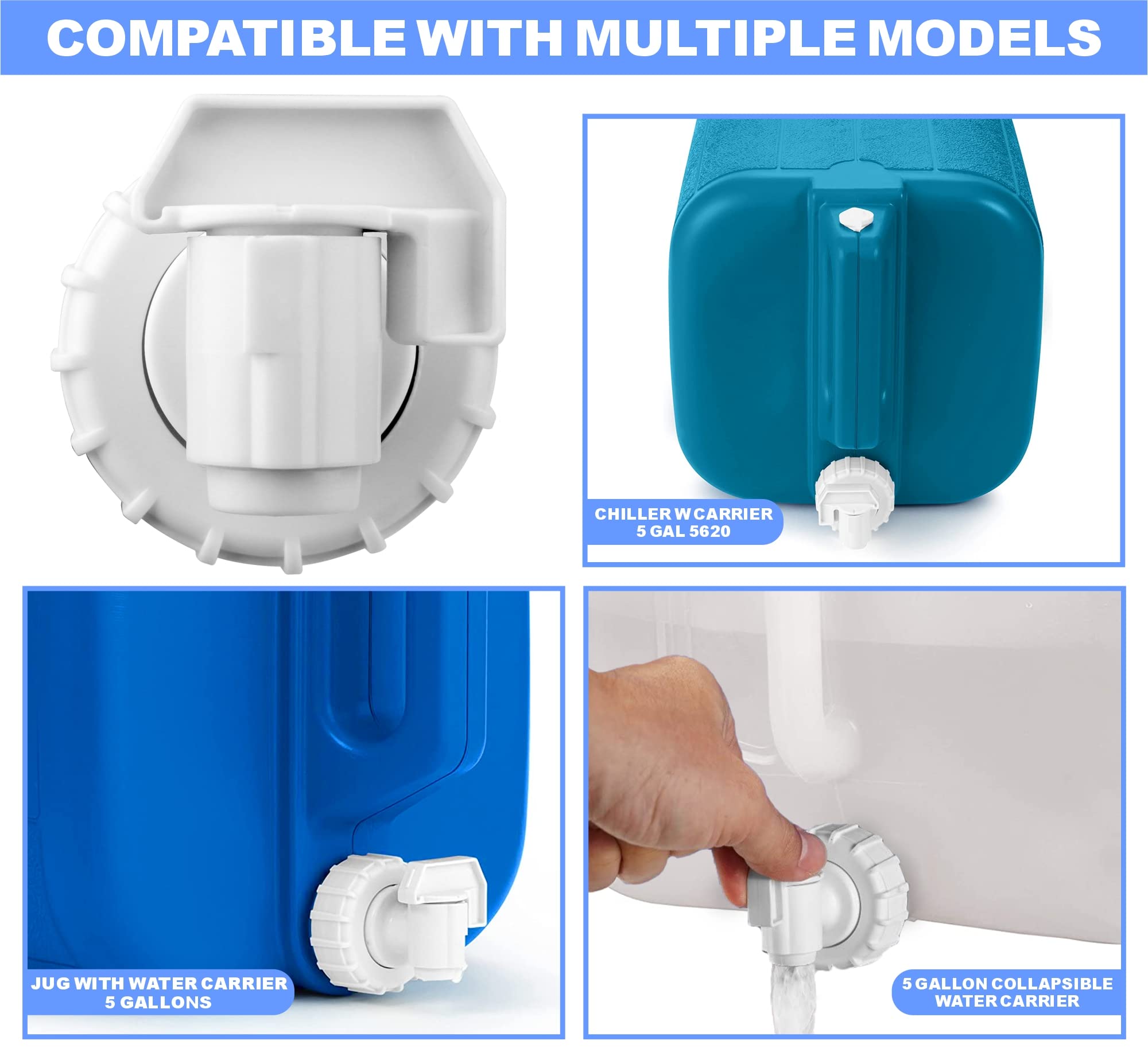 5-Gallon Water Jug Spigot, Water Carrier Jug Replacement Faucet Assy Kit. Compatible With Coleman 5 Gallon Water Carrier Model 5