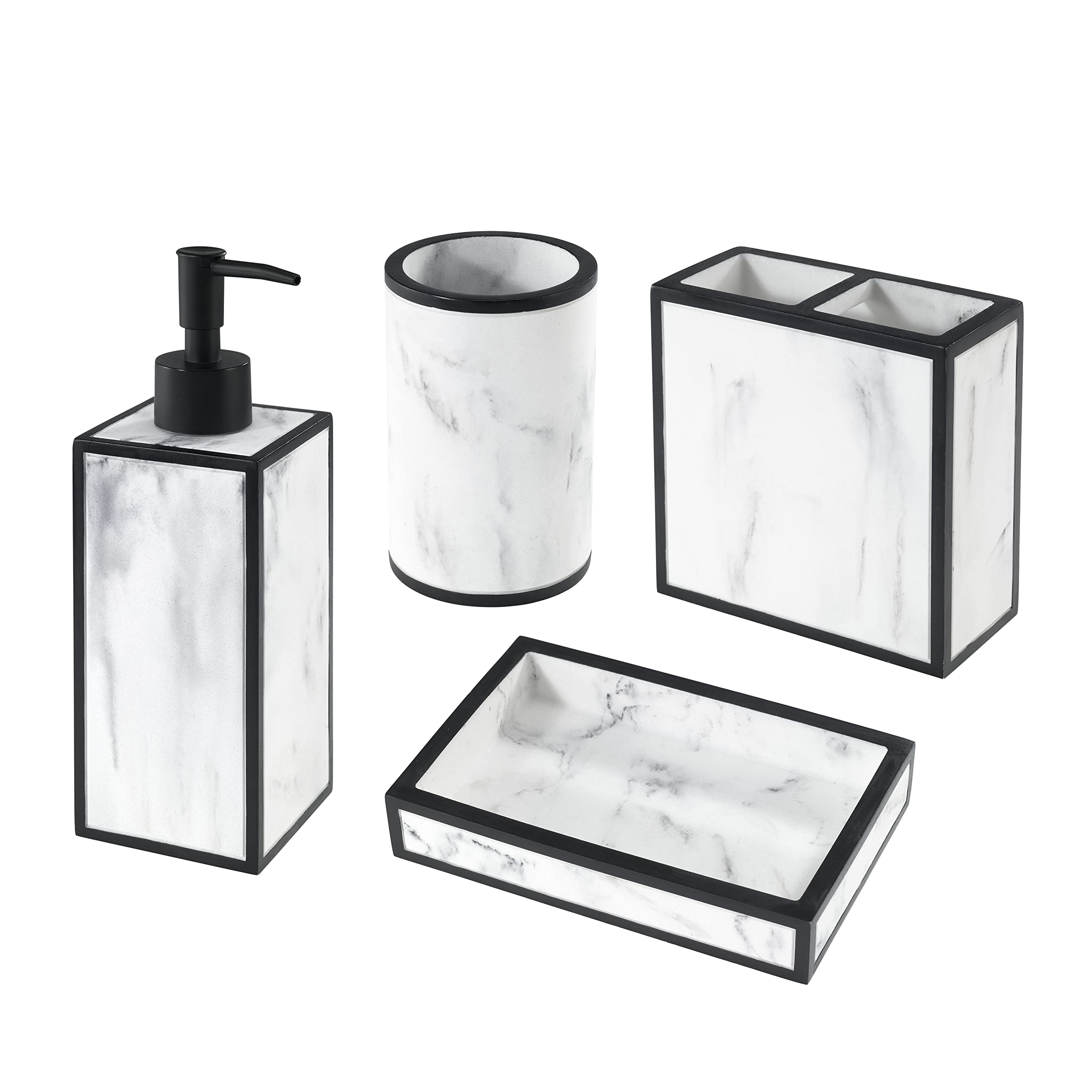 Avanti Linens - 4Pc Accessory Set, Guest Bathroom Essentials, Modern Home Decor (Jasper Collection)