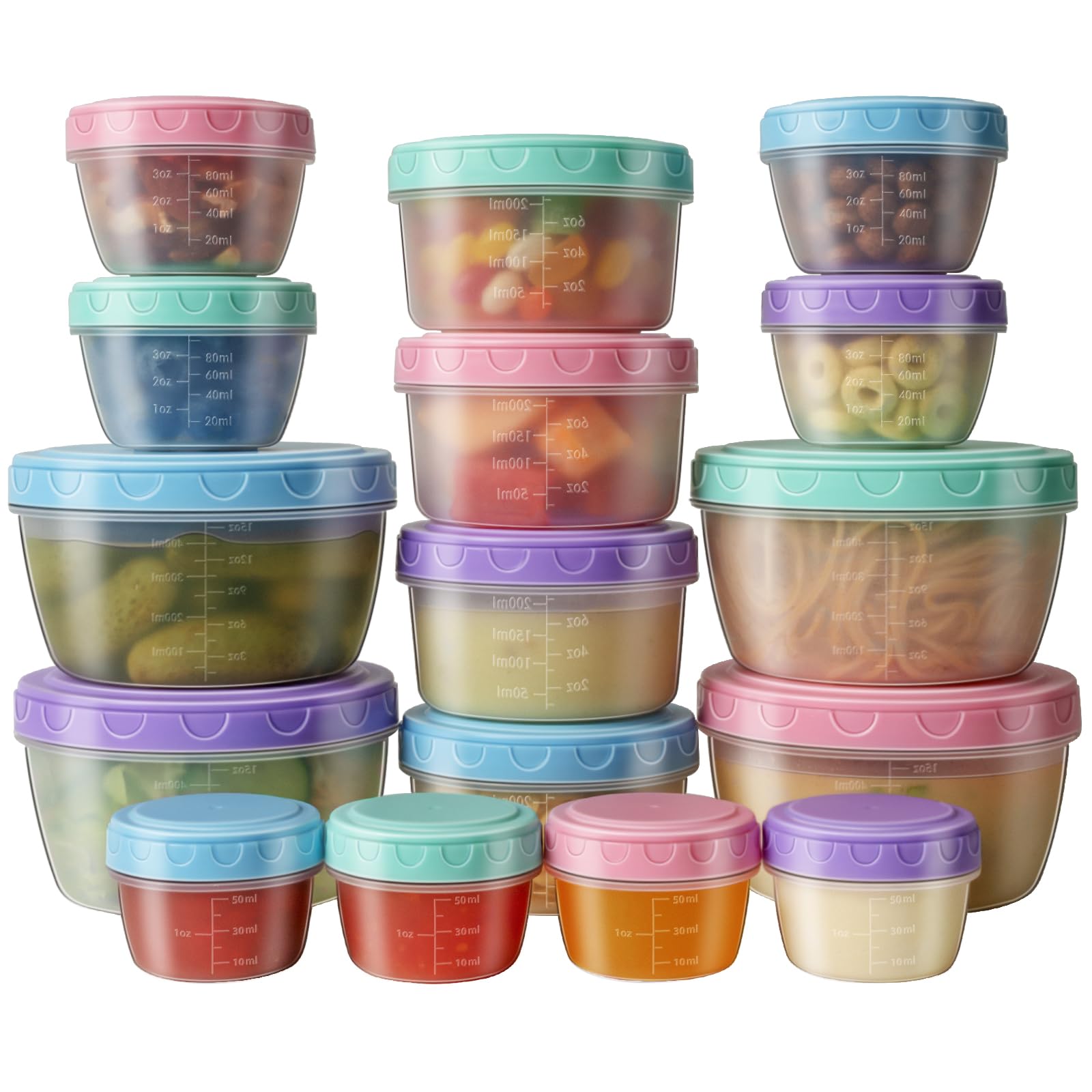 16 Pcs Freezer Containers With Lids, Reusable Bpa Free Plastic Soup Jars, Leakproof Salad Dressing Container To Go, Dishwasher &