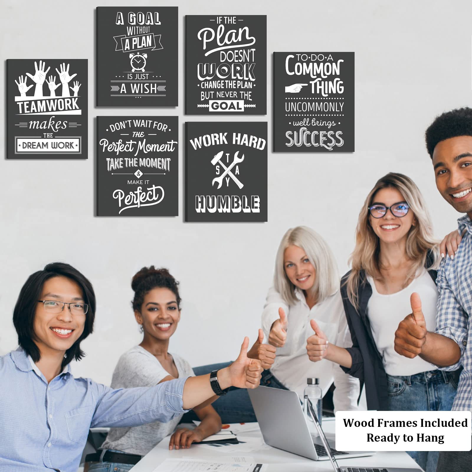 Framed Teamwork Wall Art For Office, Black And White Office Wall Decor In This Office Positive Wall Art For Office, Ready To Han