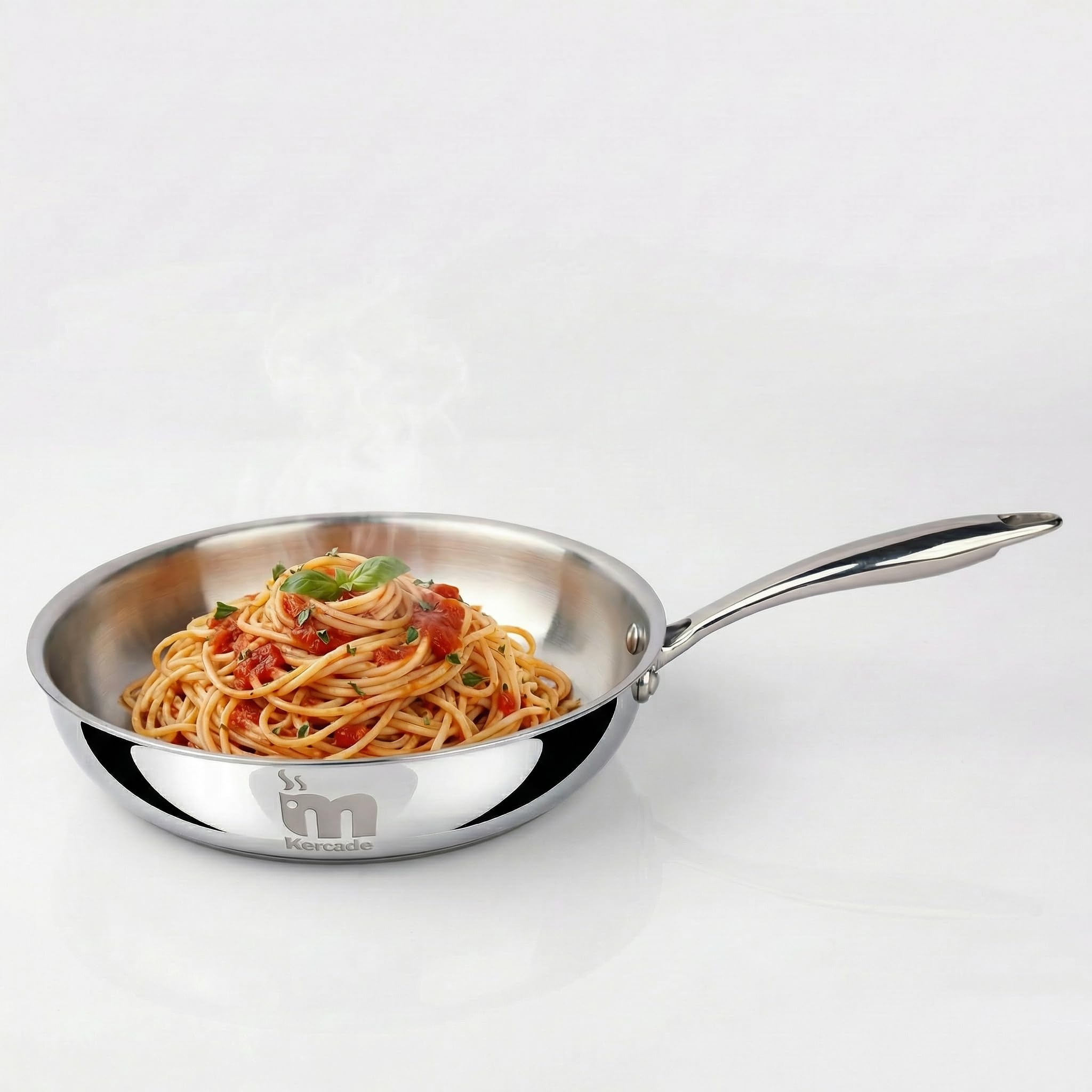 Mercado Triply Stainless Steel Fry Pan | Inner Layer Ss304 Food-Grade Steel | Cool-Touch Handle | Even Heating | 24 Cm Dia | 2 L
