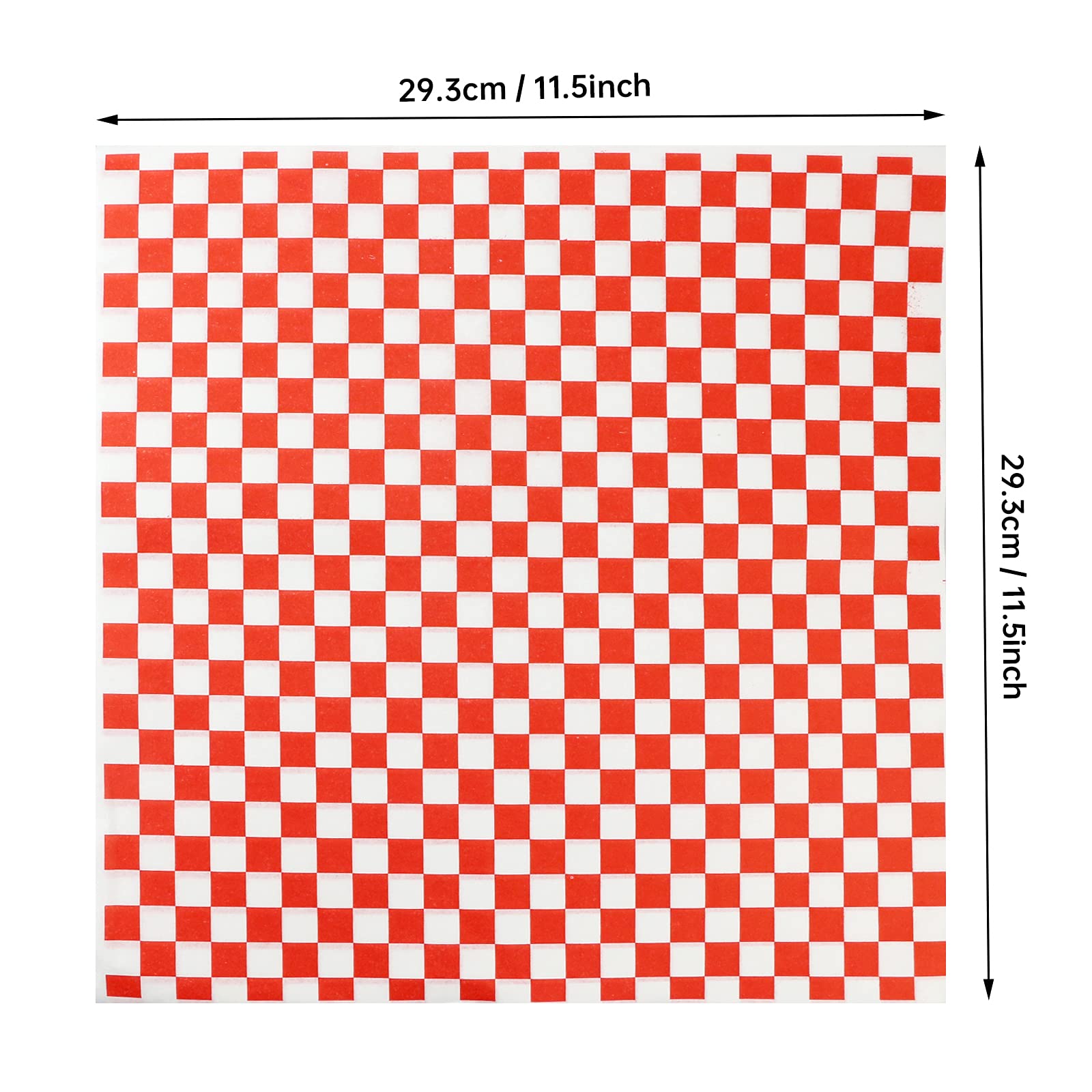 Oomcu 200 Sheets Red and White Checkered Dry Waxed Deli Paper Sheets  Paper Liners for Plastic Food Basket  Special for Wrapping Bread and Sandwiches(11.5''x11.5'')