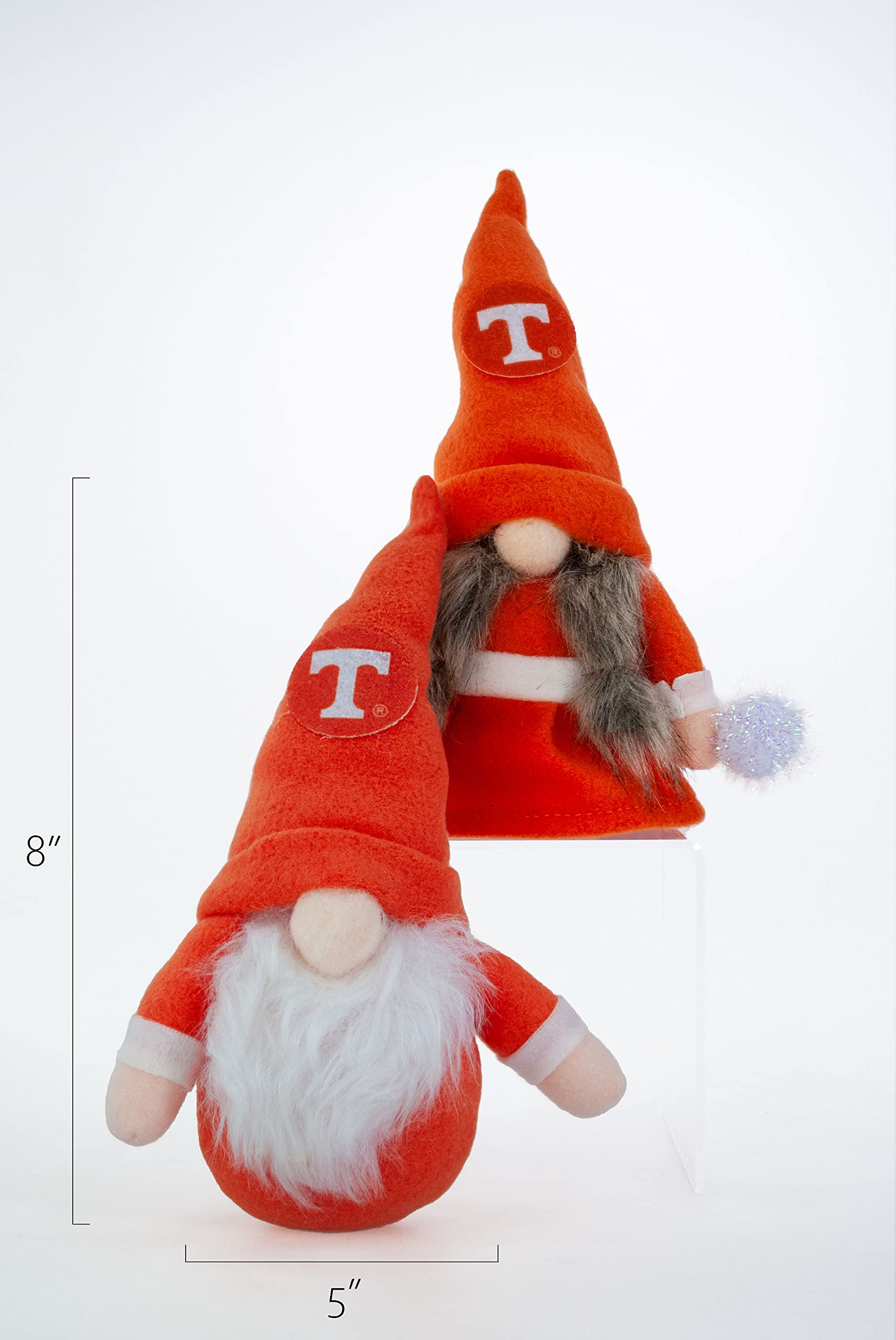 University Tennessee Volunteers Set of 2 Plush Gnome Christmas Tree Ornaments by Hannas Handiworks - Fan/Cheerleader Holiday/Dor