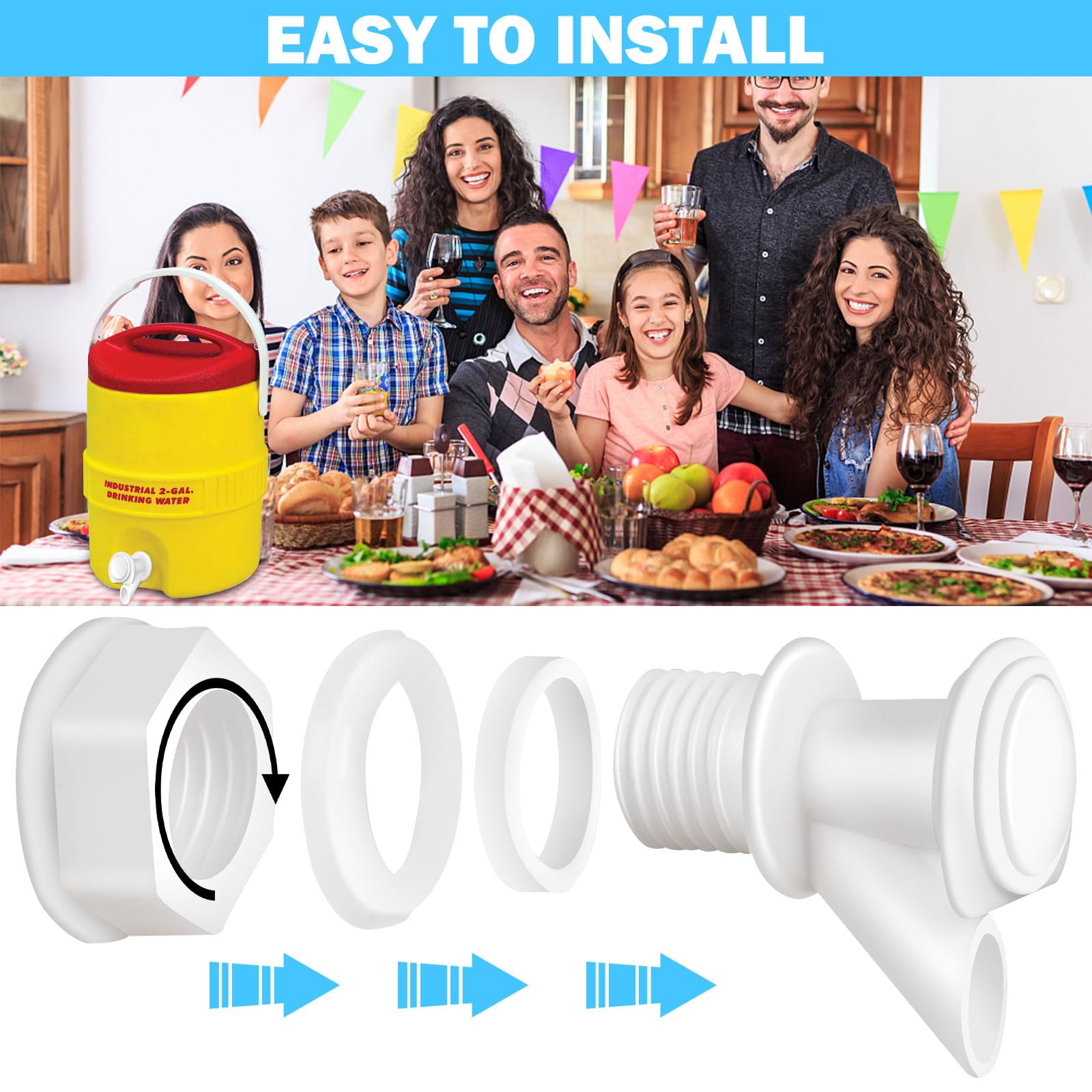 3Pcs Push Button Water Spigot Cooler Spigot Replacement, Reusable Water Spigot Compatible With Igloo 2, 3, 5, And 10 Gallon Wate