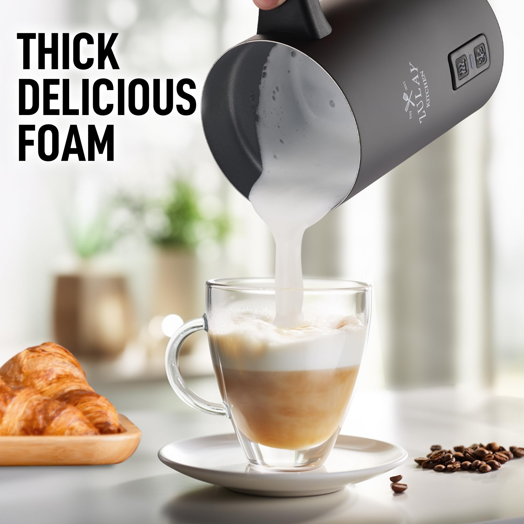 Zulay 4-In-1 Milk Frother And Steamer - Automatic Hot And Cold Foam Maker With Auto Shut Off & Temperature Control For Coffee, L