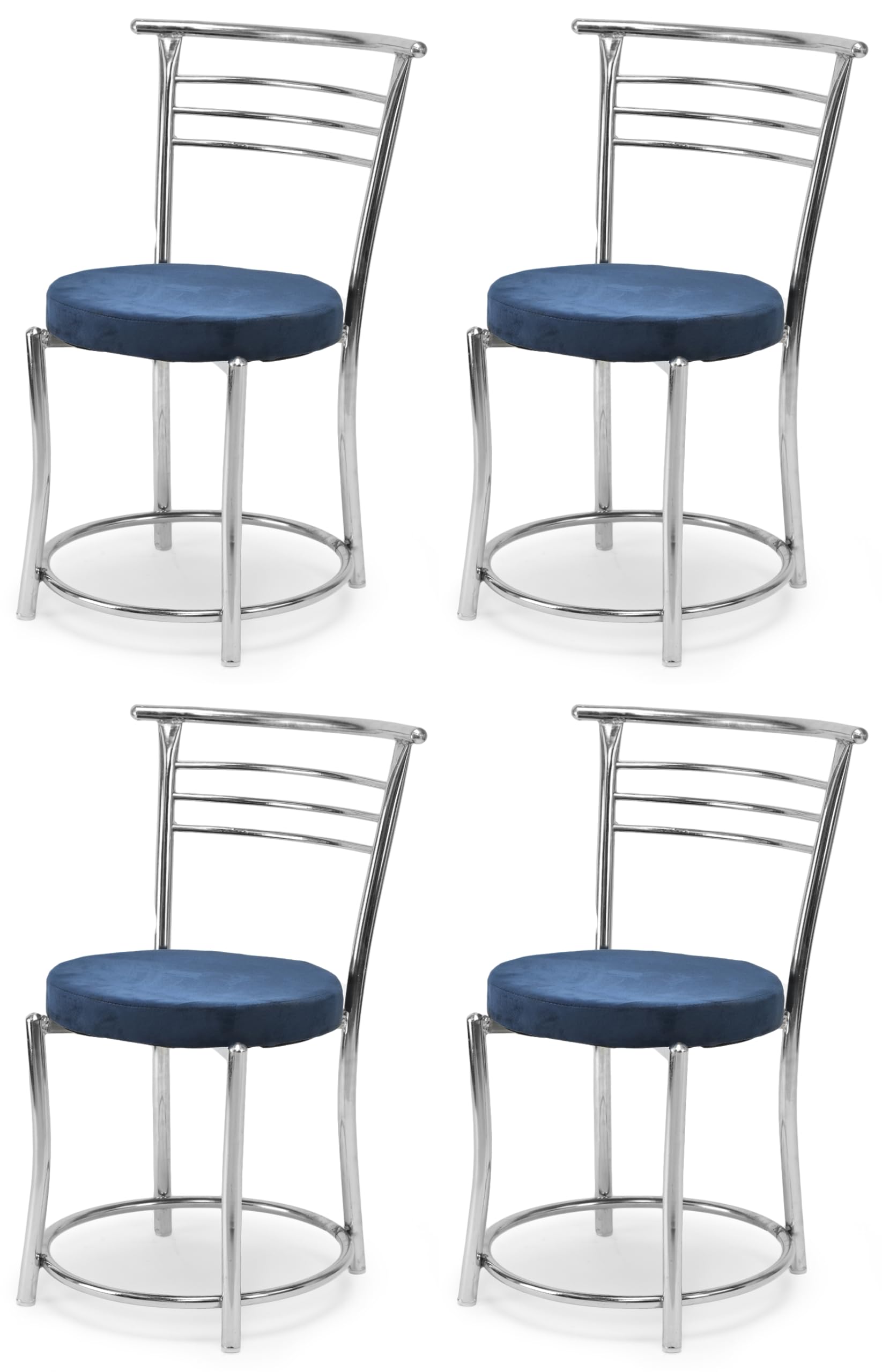 Goyal Steel & Furniture Chairs For Dining Table, Steel Chair, Dining Chair With Comfortable Cushion (4, Blue, Standard)
