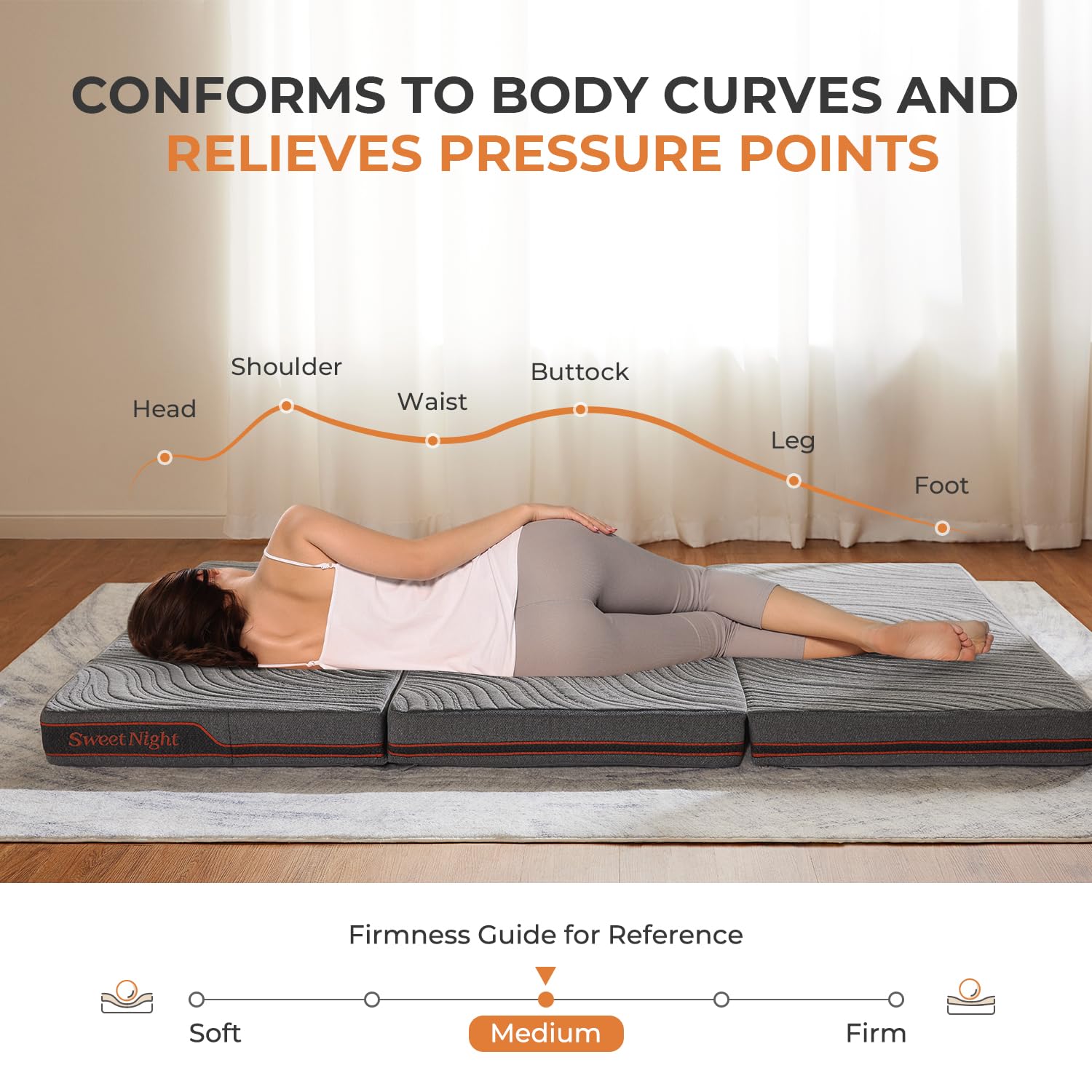 Sweetnight Trifold Mattress With Carry Bag - 4 Inch Portable Floor Mattress With Breathable & Washable Cover | Foldable Mattress