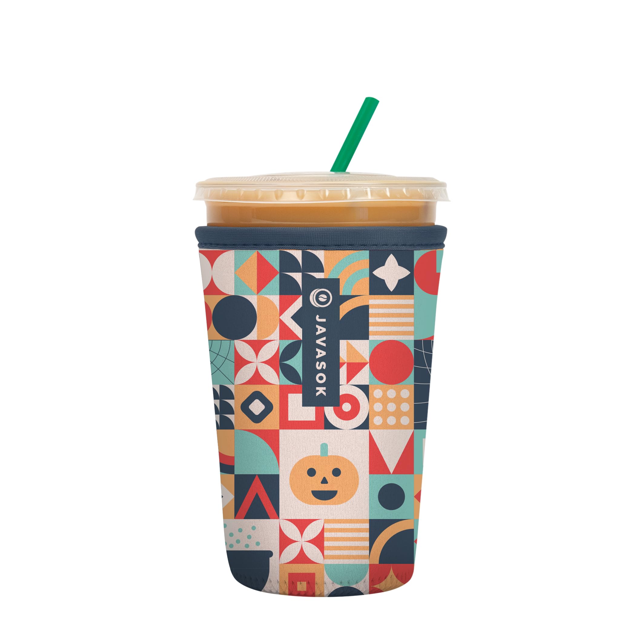 Sok It Java Sok Iced Coffee & Cold Soda Insulated Neoprene Cup Sleeve (Patch Perfect, Medium: 22-28oz)